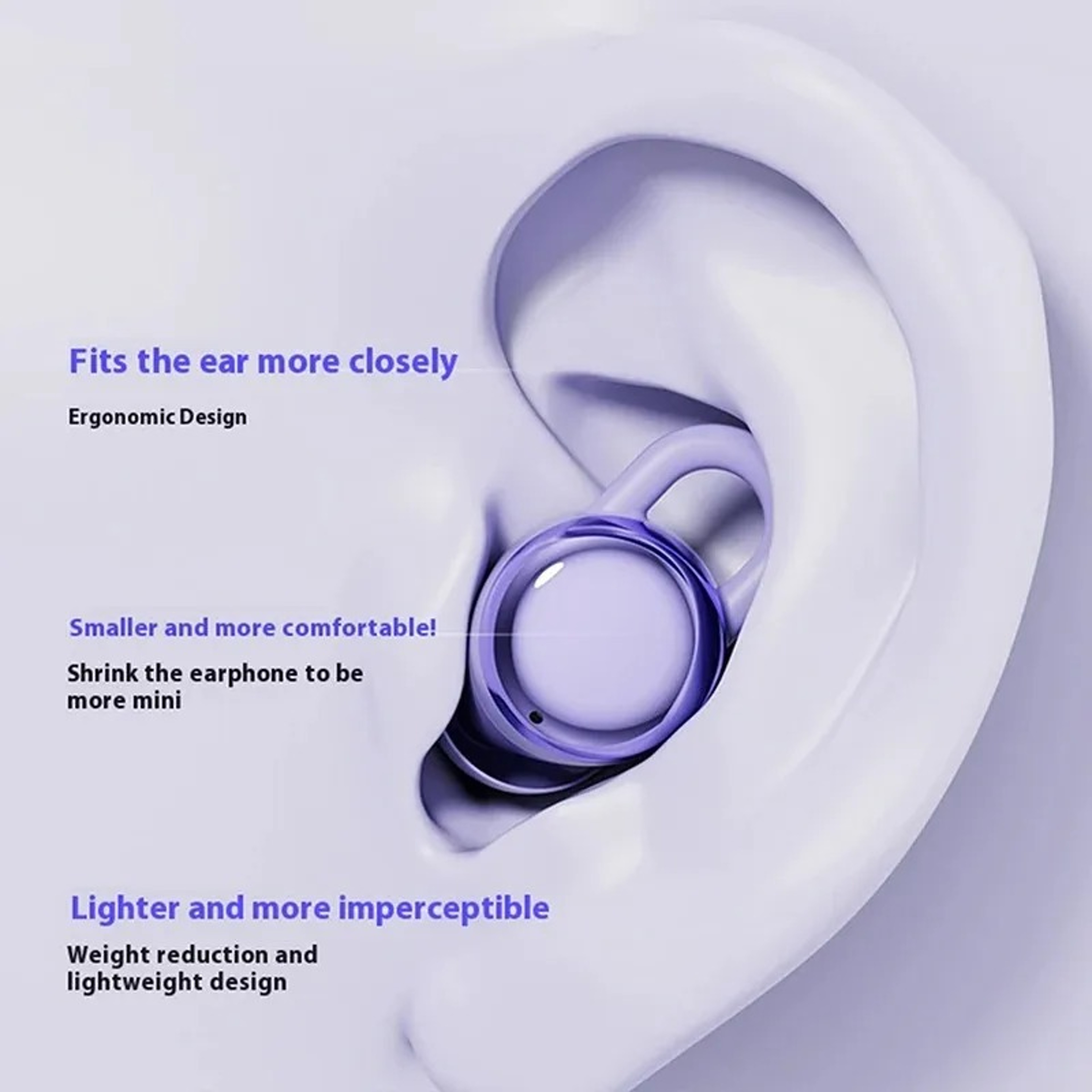 Sleep Ear Clip Bluetooth Wireless Earbuds with ENC Noise Cancelling Stereo Sound – view 2