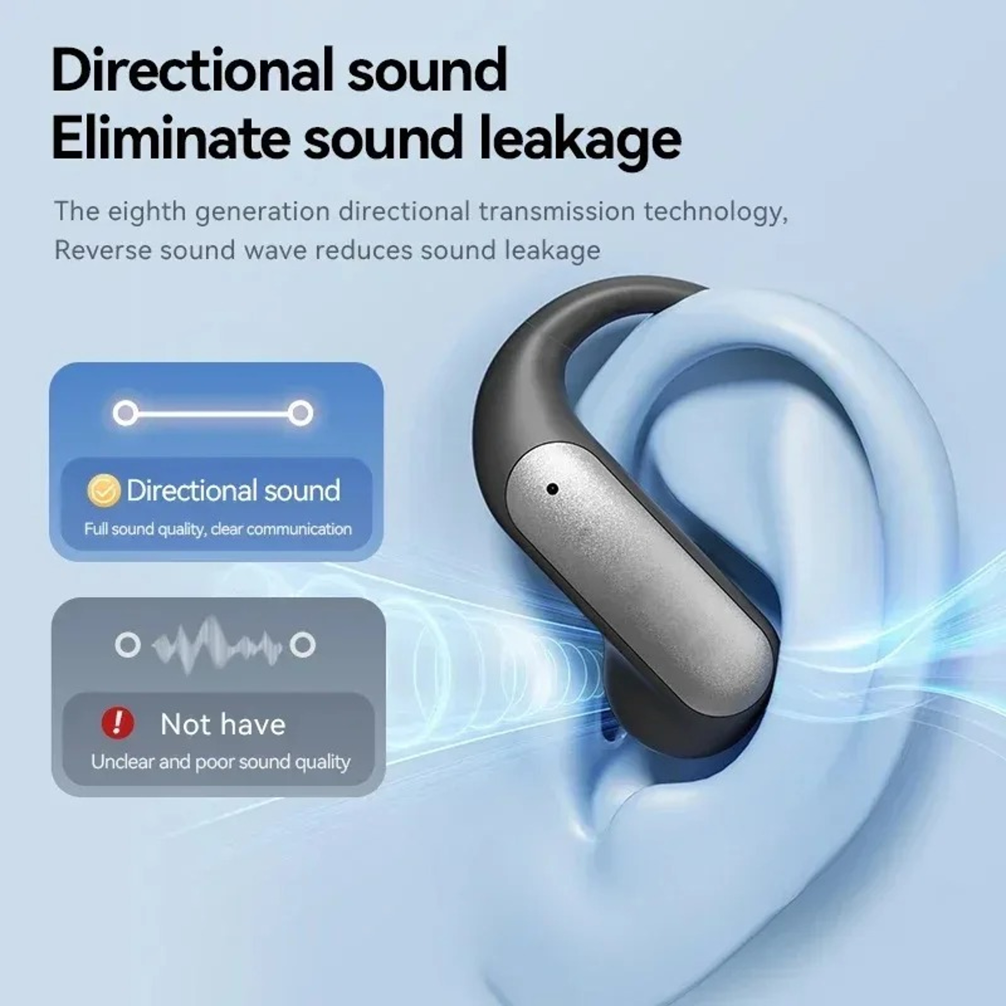 Bluetooth Open Ear Earbuds Wireless Sports Headset Lightweight Hands Free Earphones 3