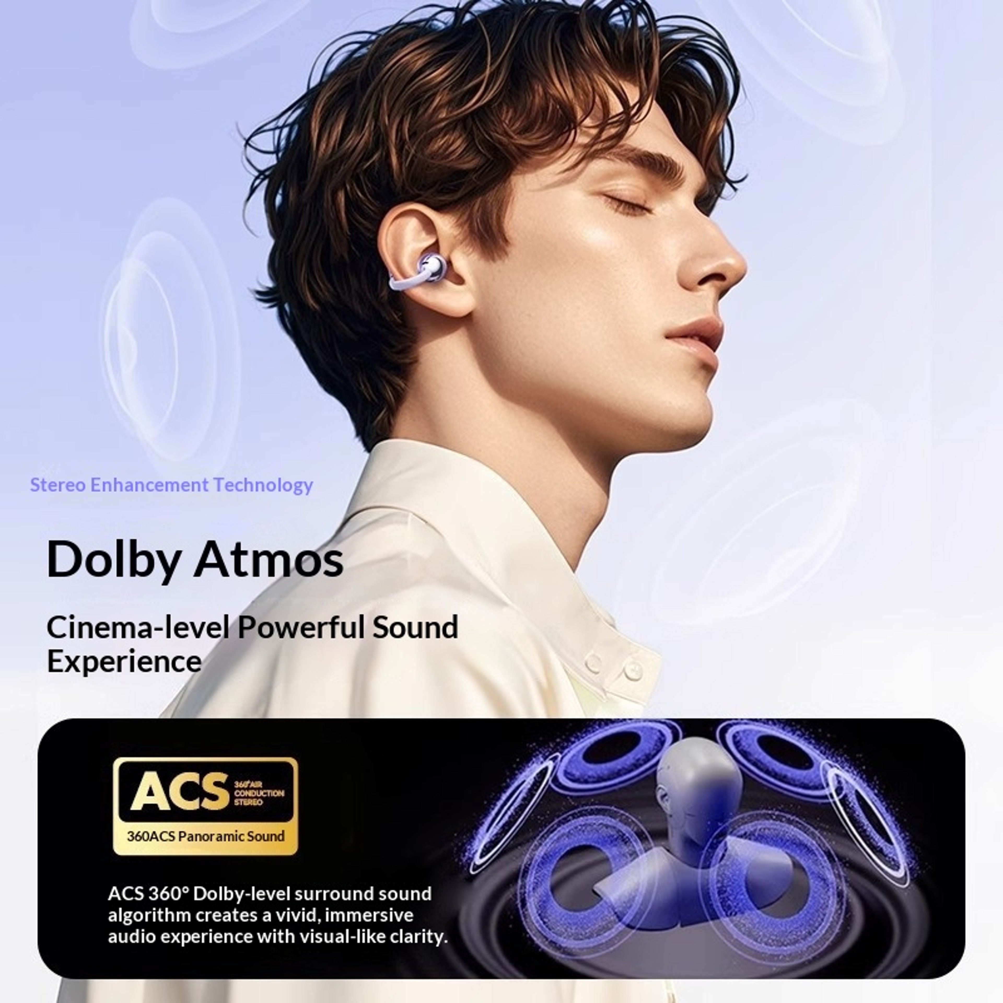 Clip On Bluetooth Wireless Earphones with High Fidelity Sound Built In Mic and Long Battery Life – view 3
