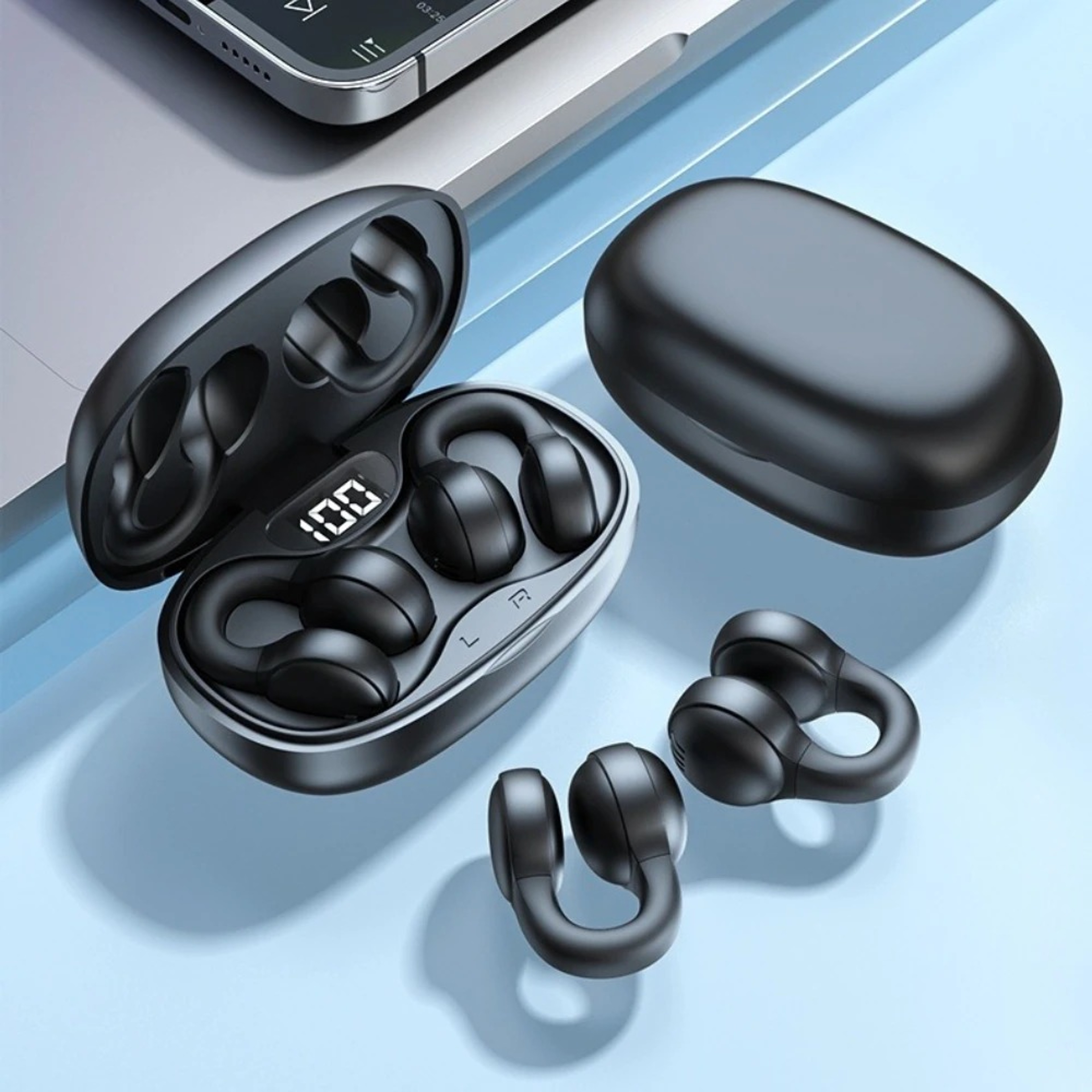 Open Ear Bone Conduction Wireless Earphones with Low Latency Audio Video Sync Charging Case – view 5
