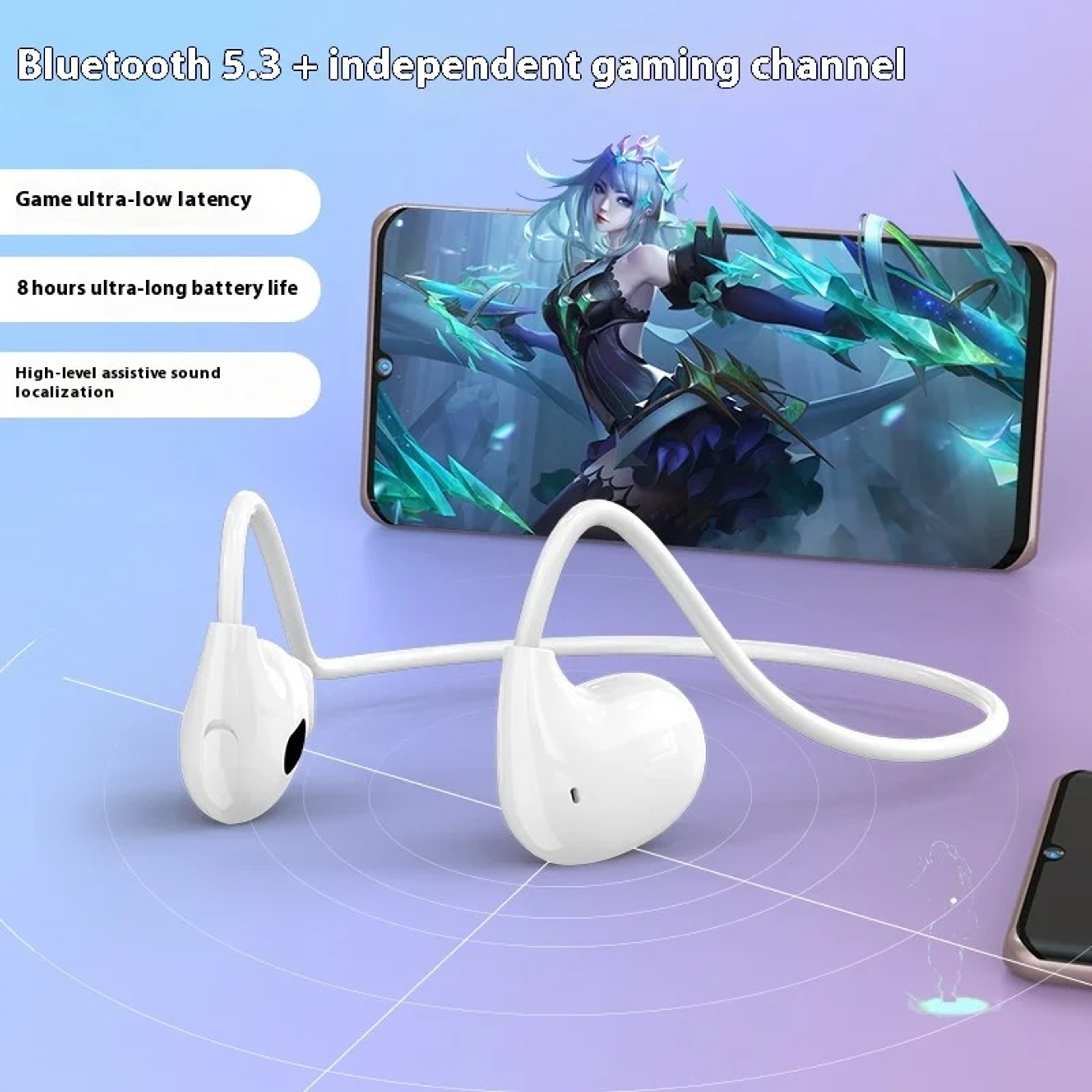 Open Ear Bluetooth Wireless Headphones Sport Stereo Earphones for Gaming and Phone Calls – view 3