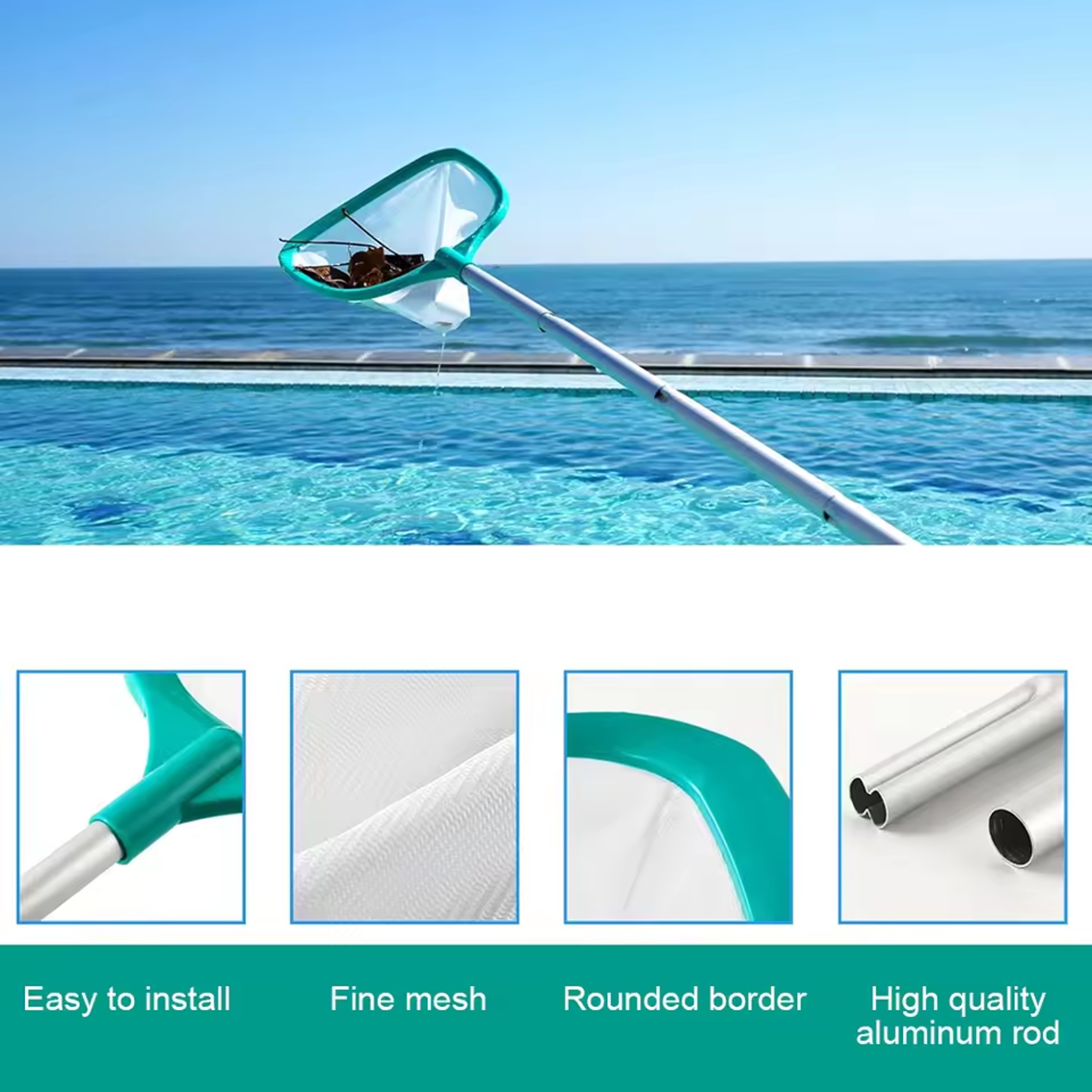 Pond Skimmer Net With Retractable Pole For Pool And Pond Cleaning 2