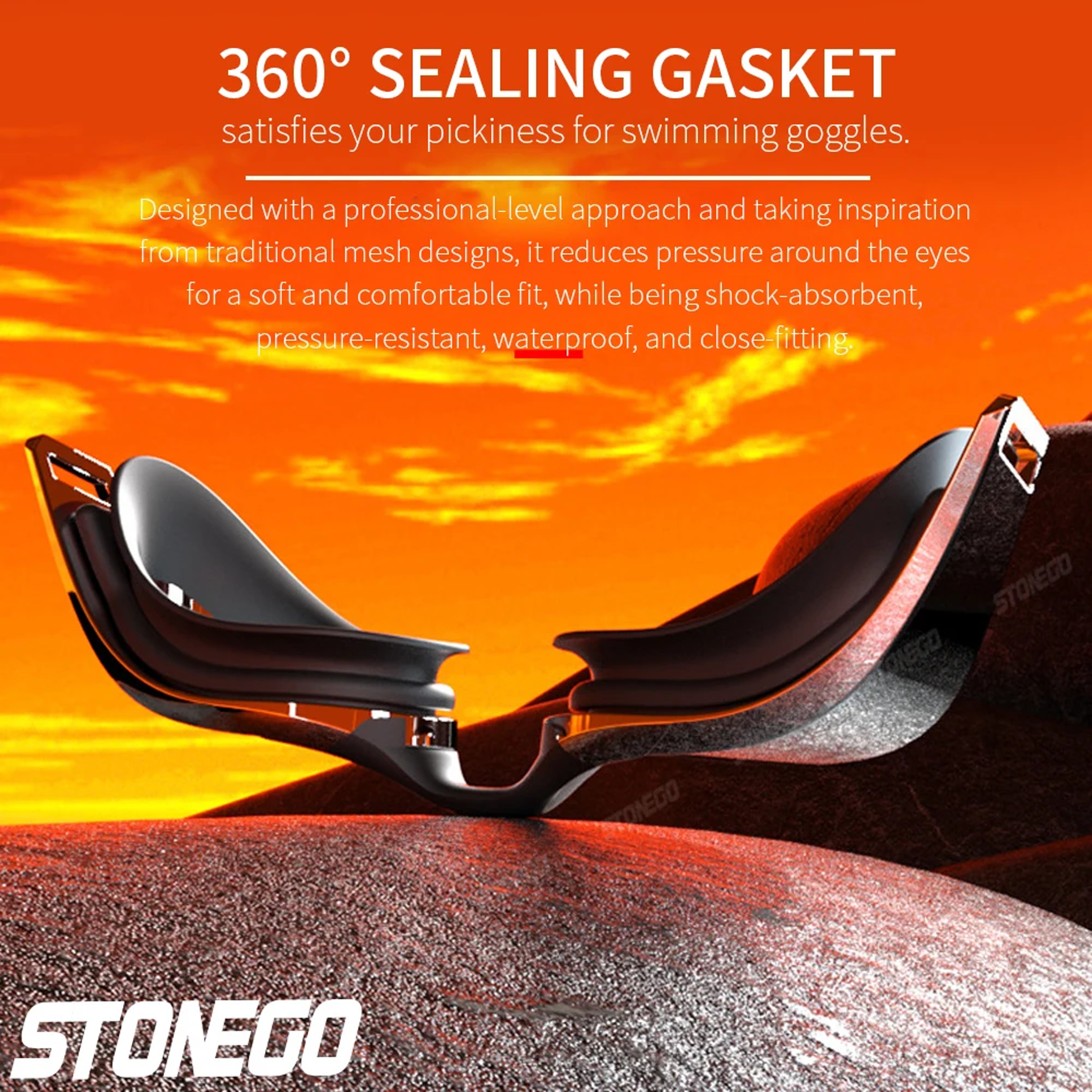 Professional Anti Fog Swim Goggles With Wide Angle Lens Adjustable Fit 3