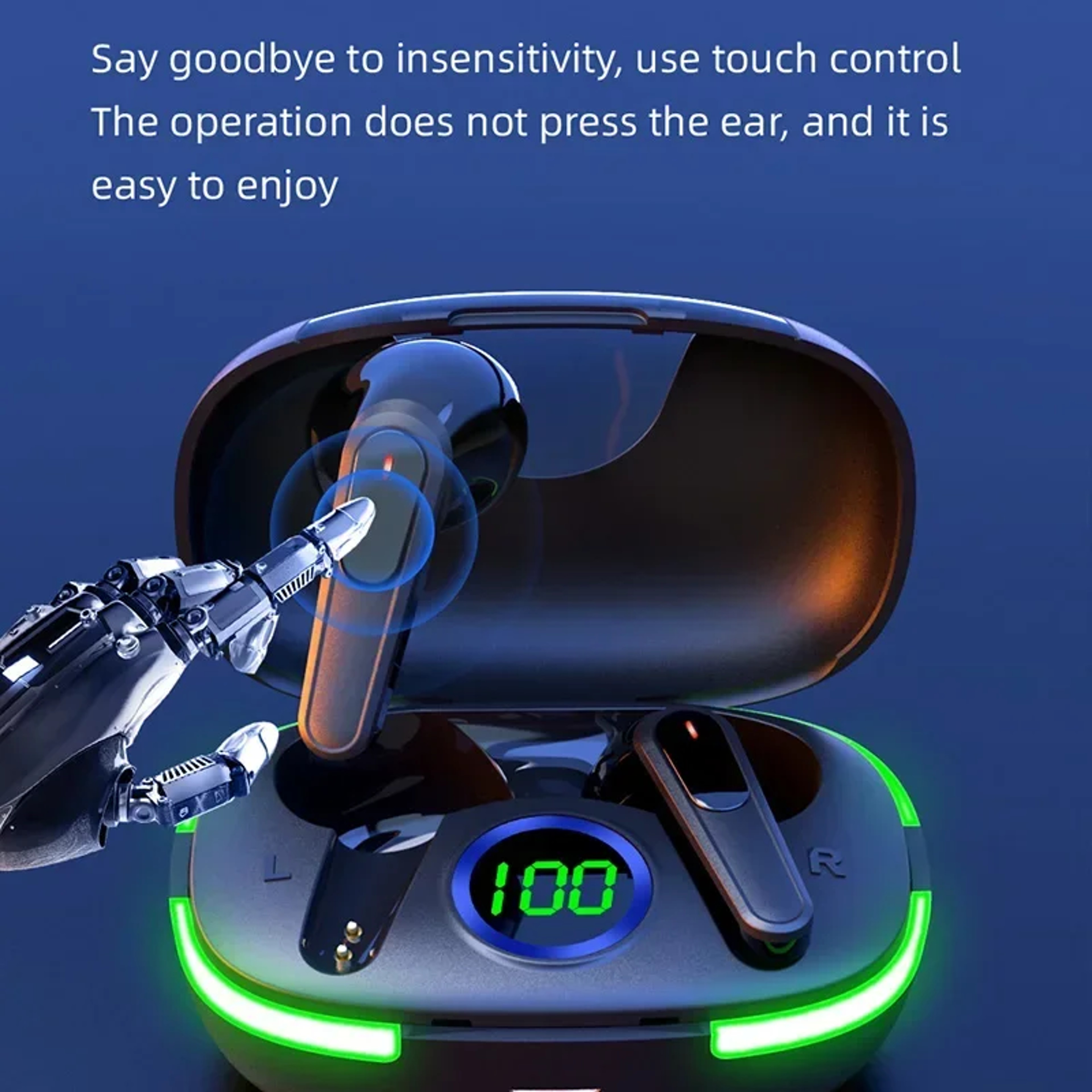 Bluetooth Wireless Earbuds with HiFi Stereo and LED Display – view 3