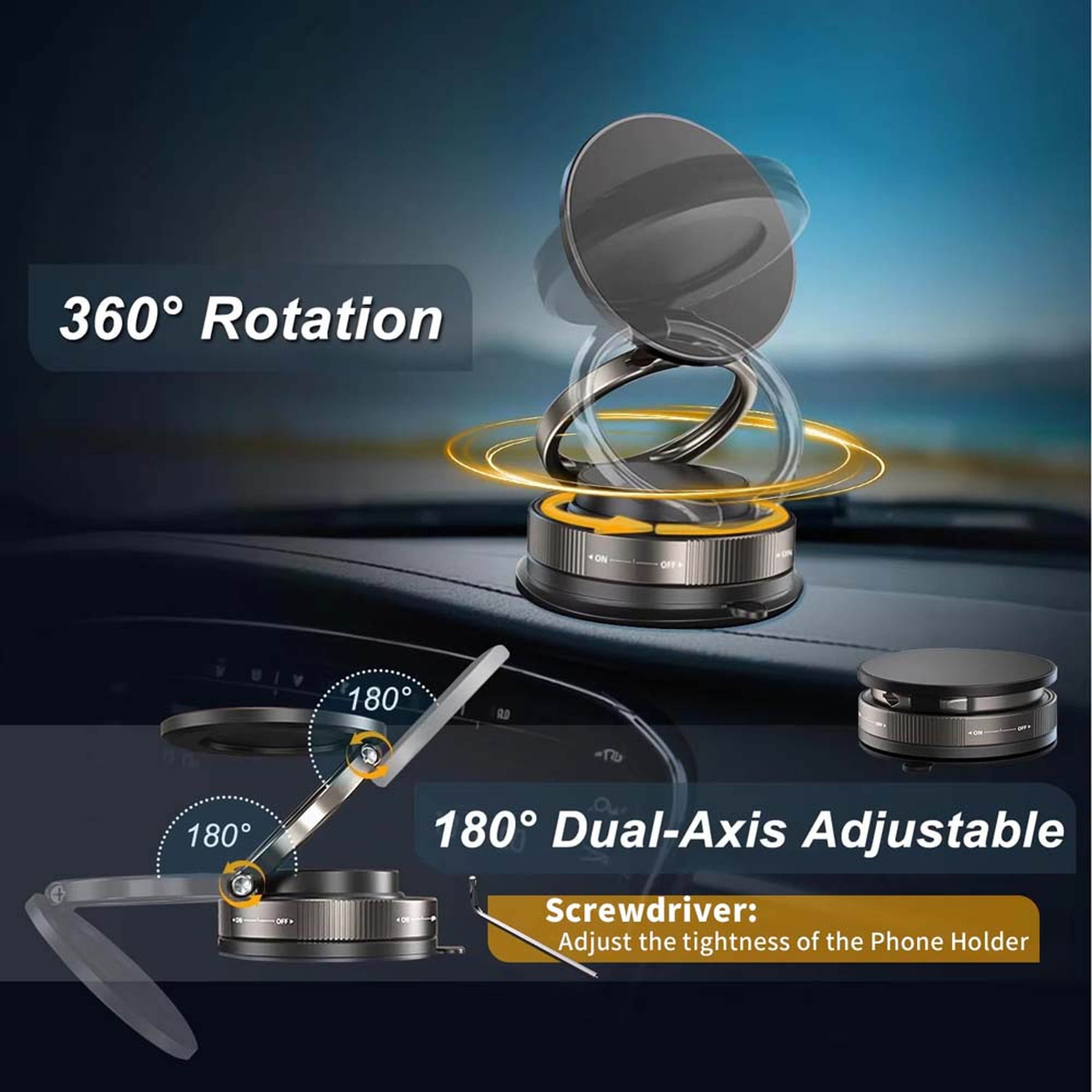 Strong Magnetic Car Phone Holder Mount with Foldable Suction Cup Stand – view 2
