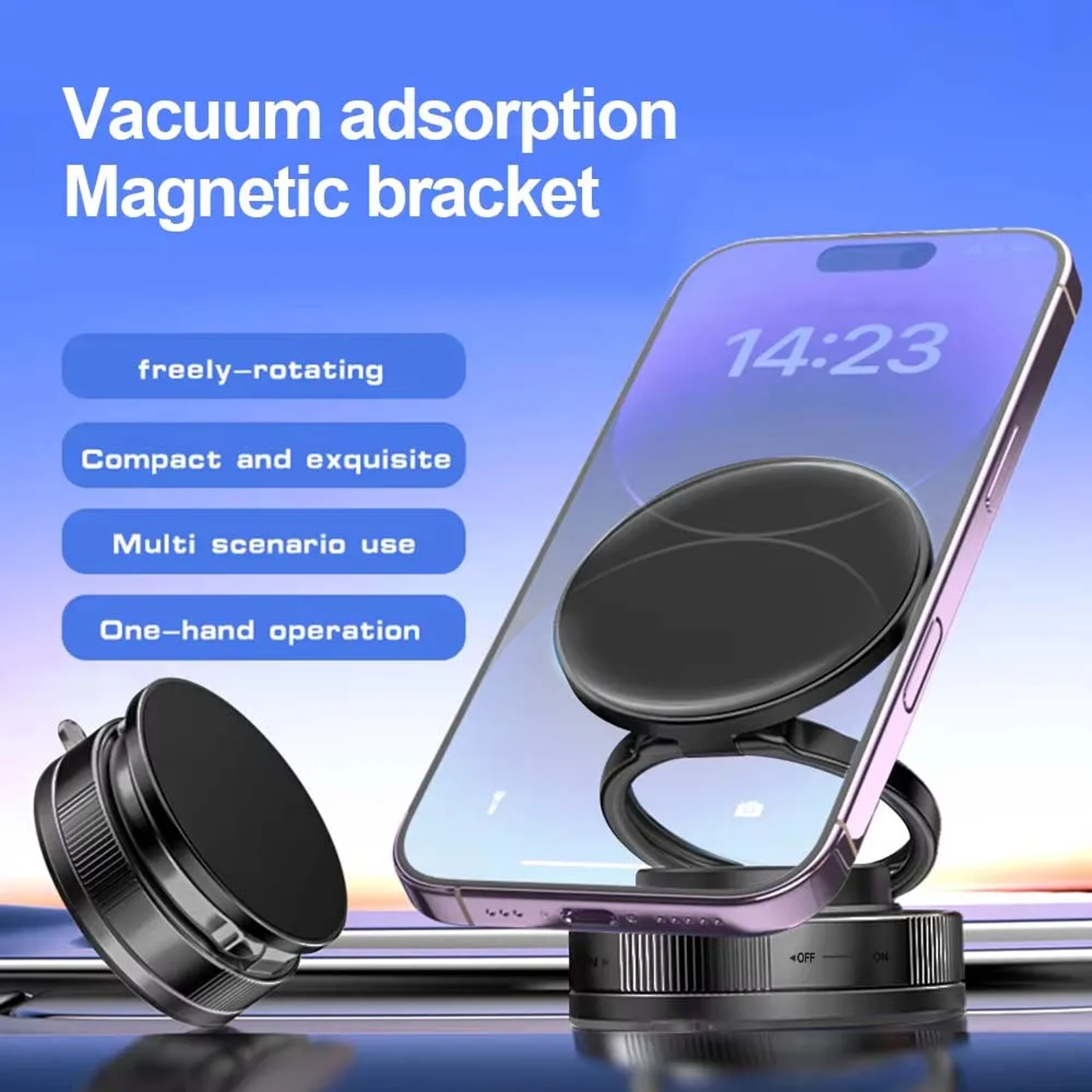 Strong Magnetic Car Phone Holder Mount with Foldable Suction Cup Stand – view 3