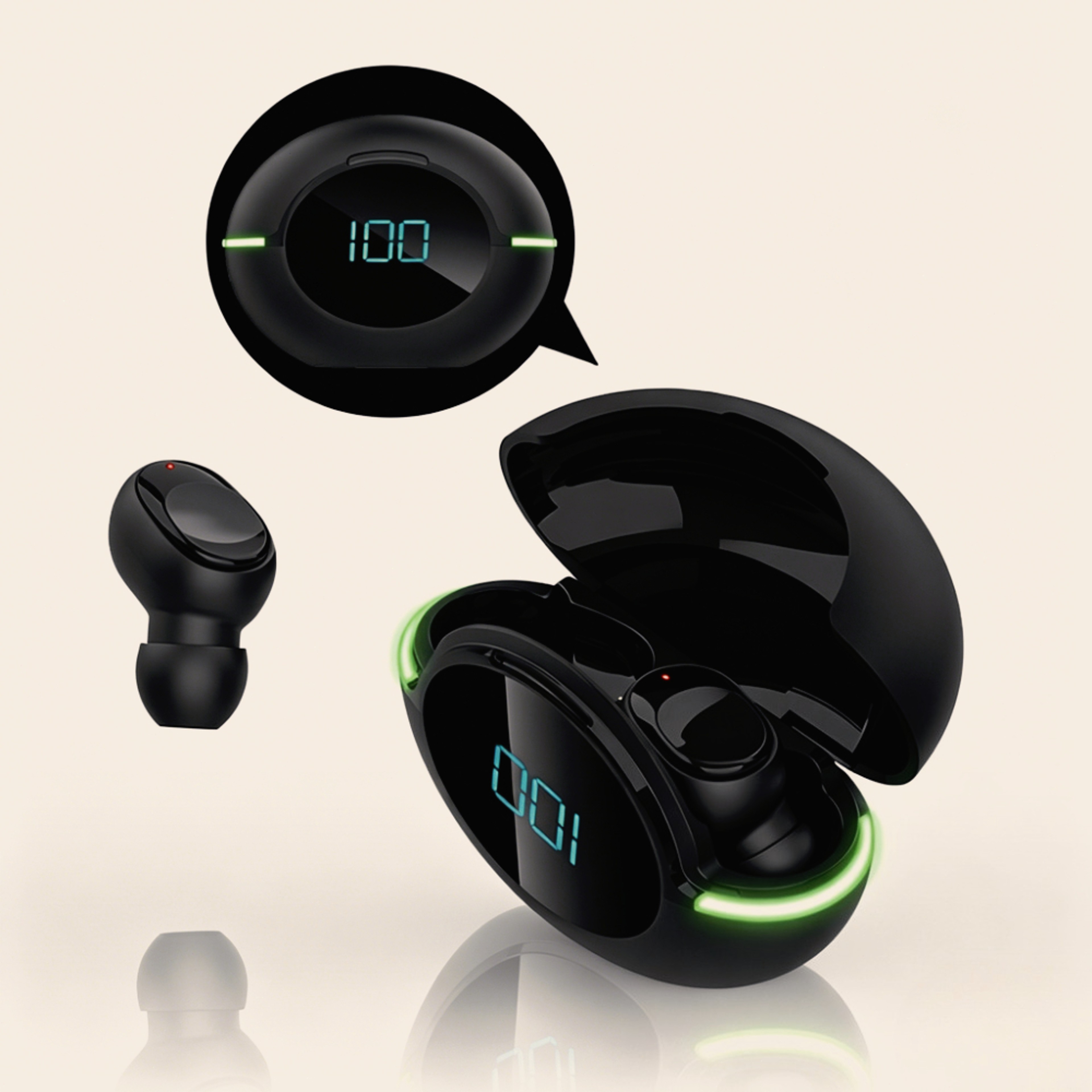 Wireless TWS Bluetooth Earbuds With Noise Reduction Digital Display For Sports And Gaming 0