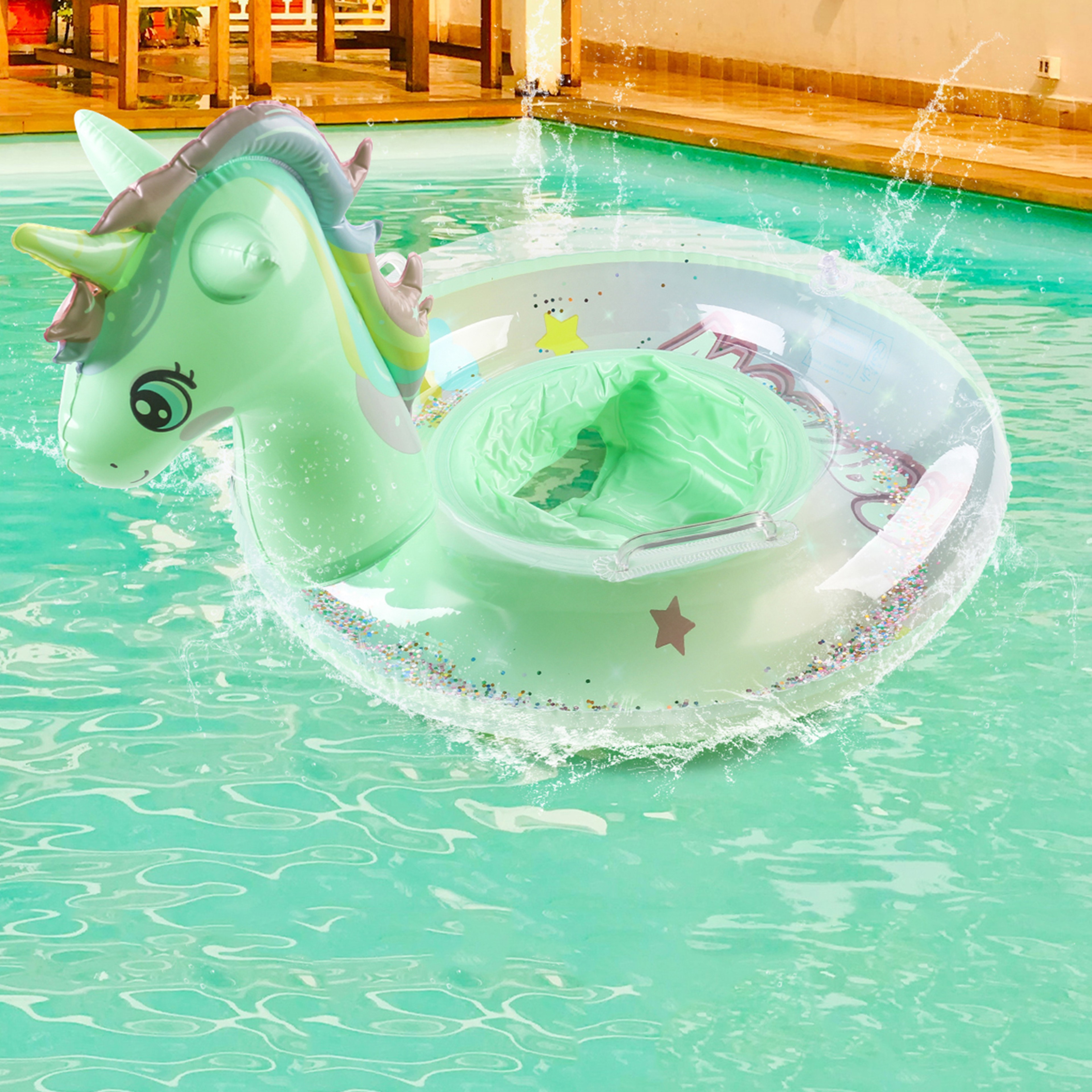 Unicorn Swim Float for Kids Inflatable Pool Float Ring for Toddlers – view 3