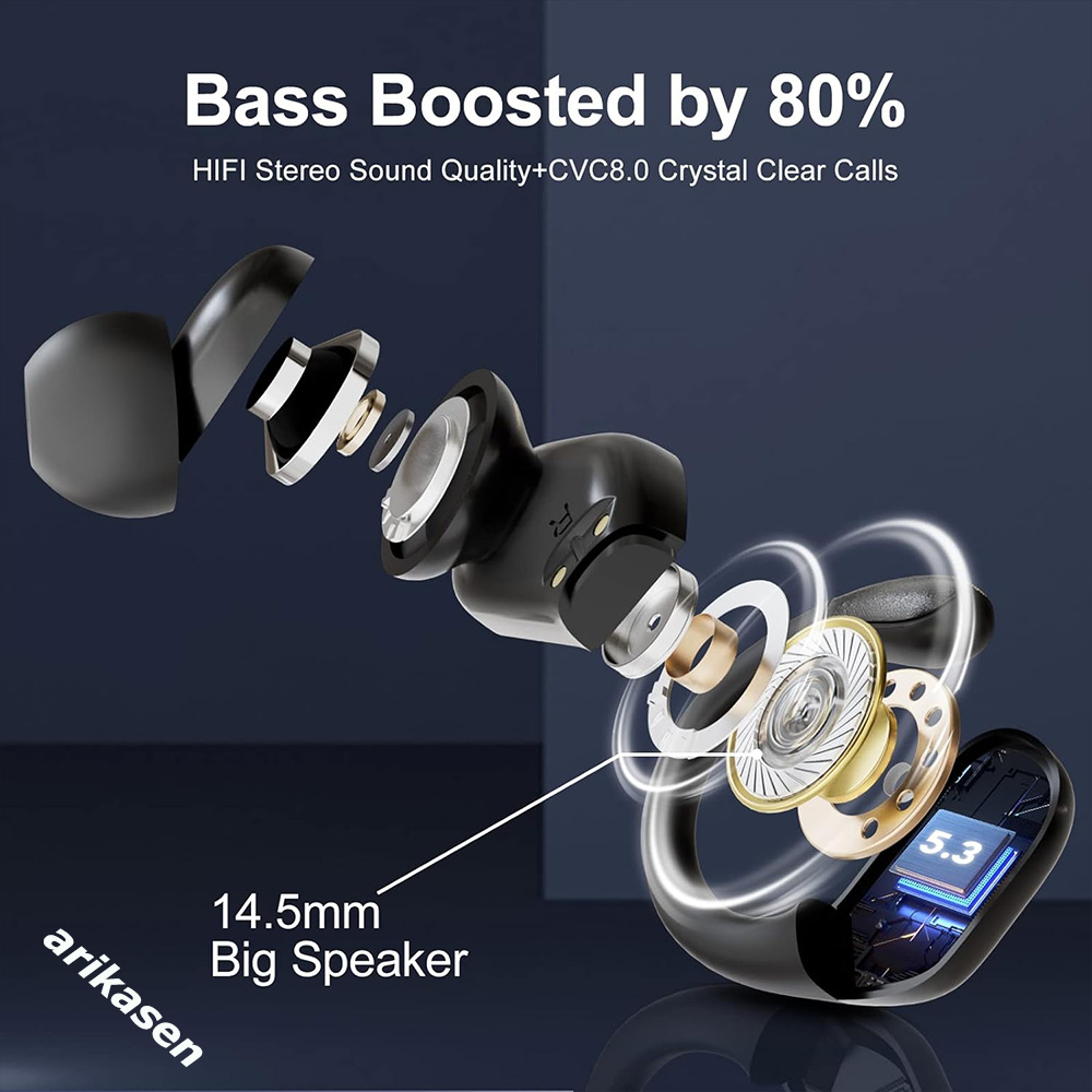 Bluetooth Wireless Earbuds with Playback LED Charging Case and ENC Mic – view 4