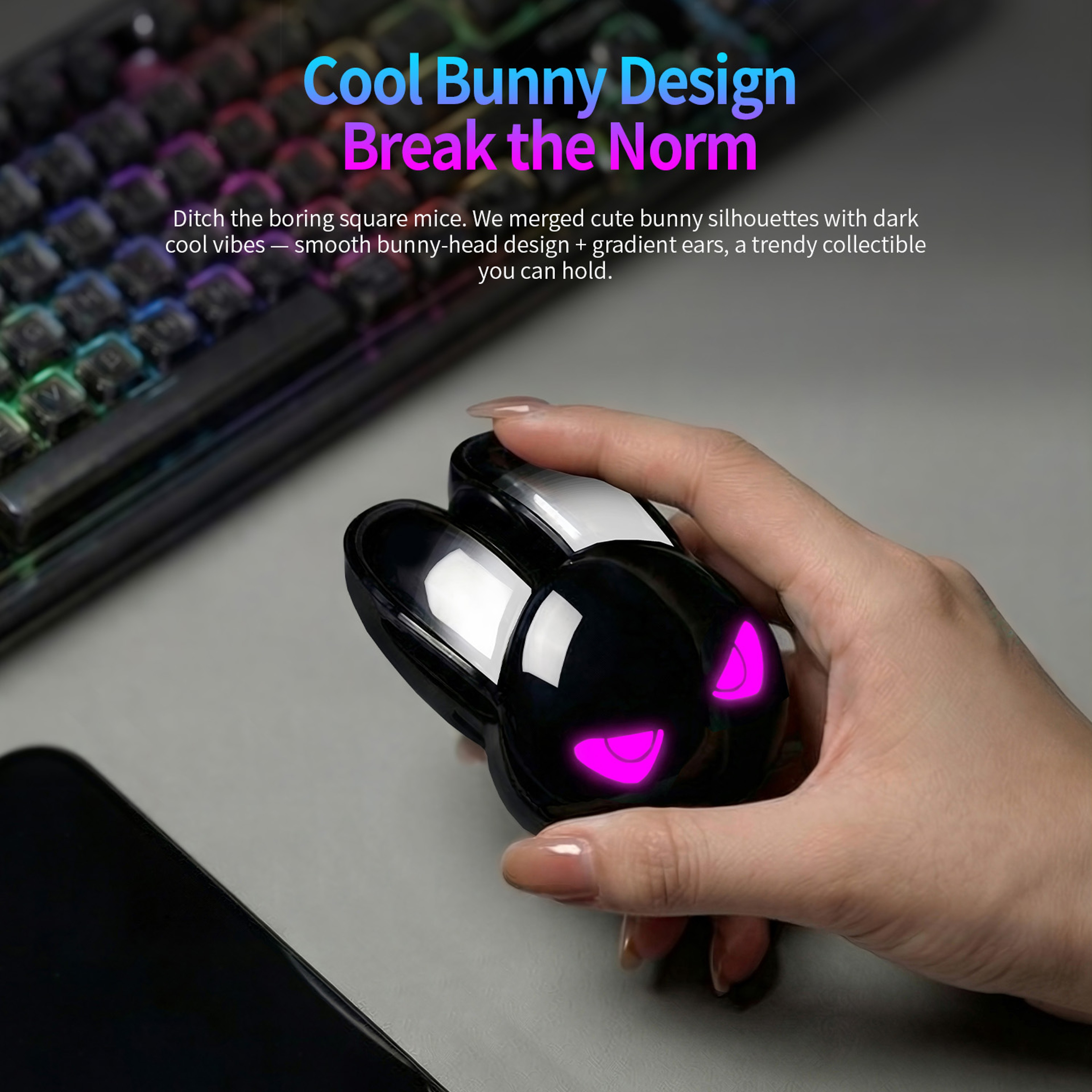 Evil Rabbit RGB Wireless Mouse Rechargeable Silent Dual Mode Gaming Mouse – view 2