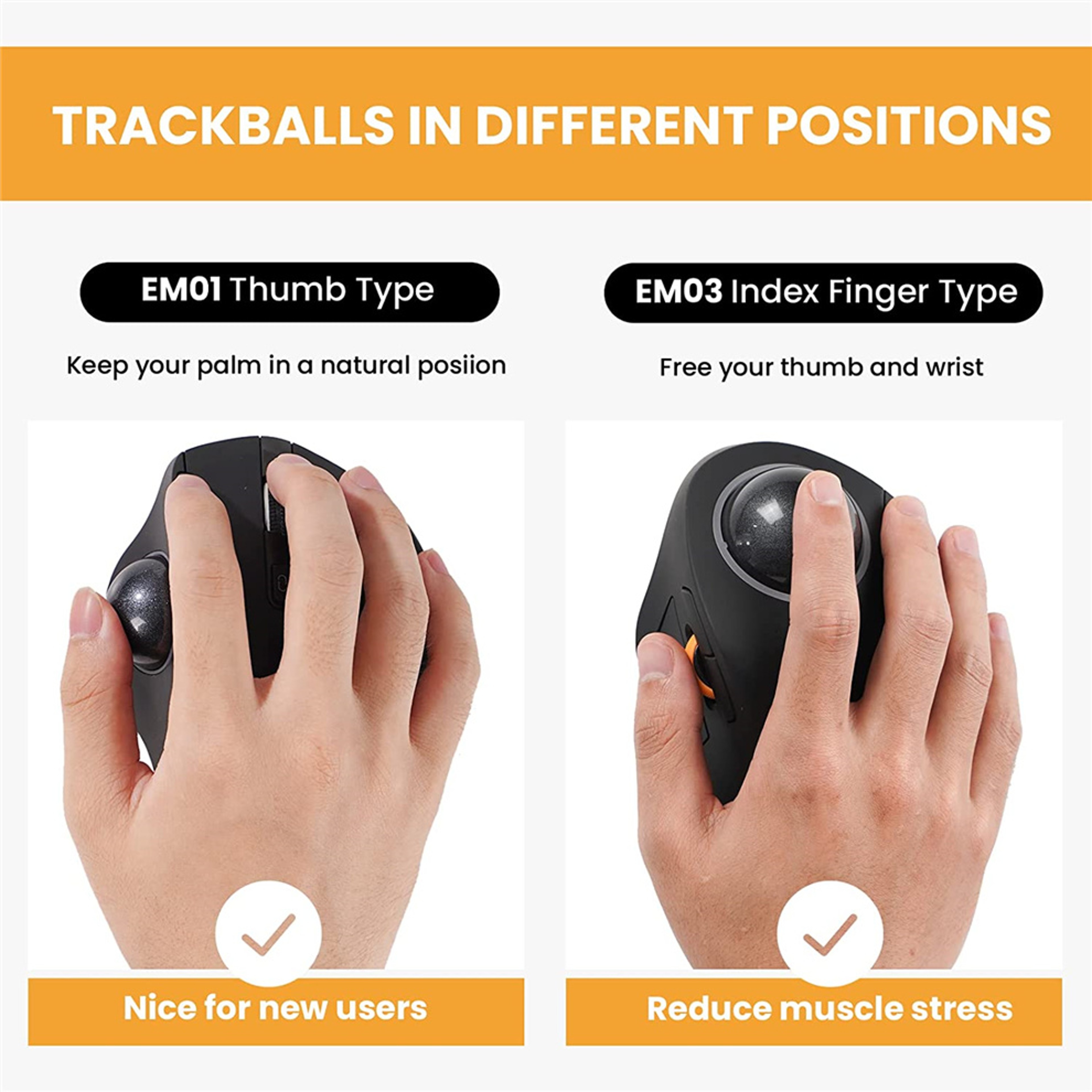 RGB Wireless Trackball Mouse Ergonomic Rechargeable Gaming Mouse 4