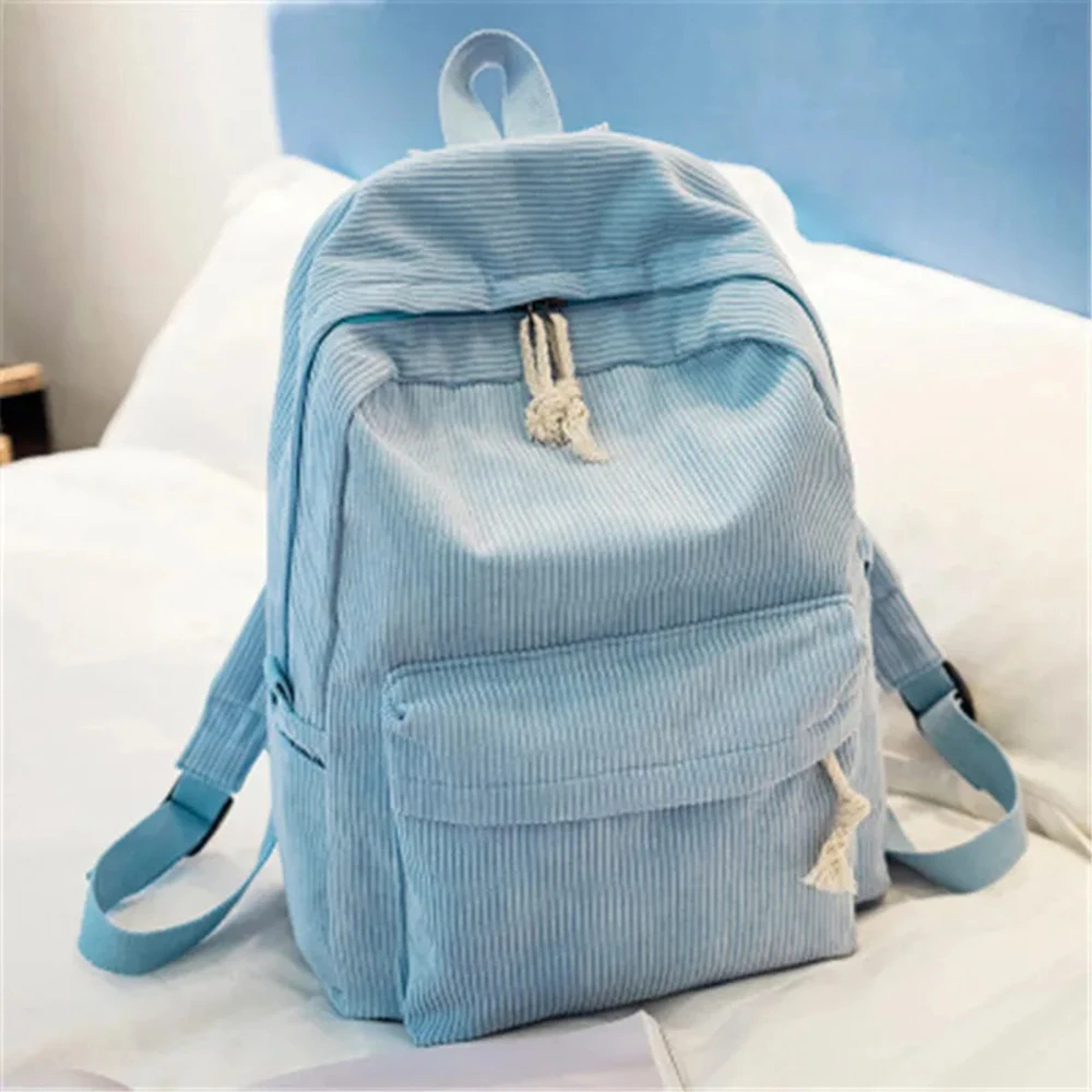 Personalized Corduroy Student Backpack Classic Anti Theft School Bag For Teens 7