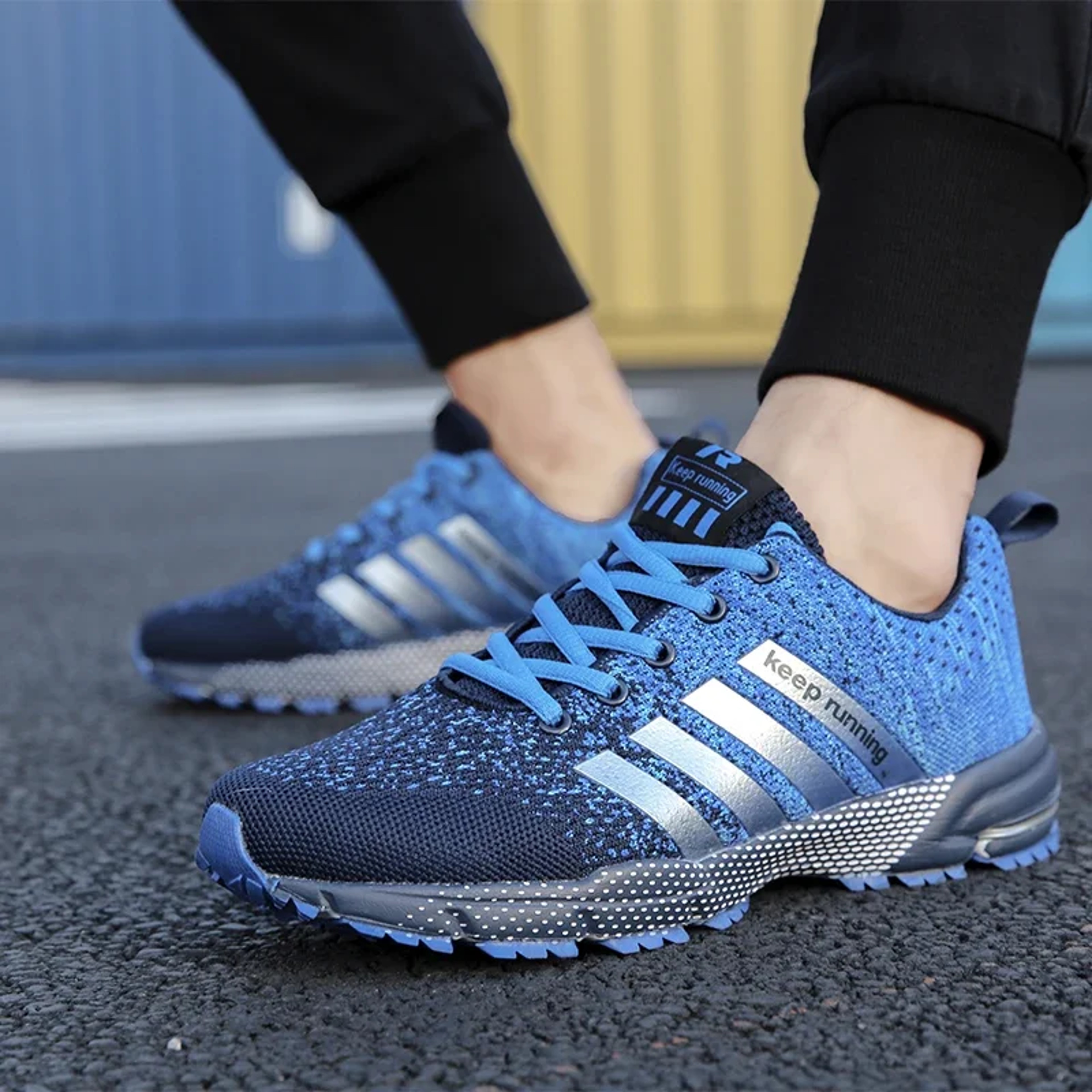 Fashion Men Sneakers, Breathable Mesh Comfortable Black Sports Shoes, Outdoor Casual Running Mens Shoe, Anti-Slip – view 3