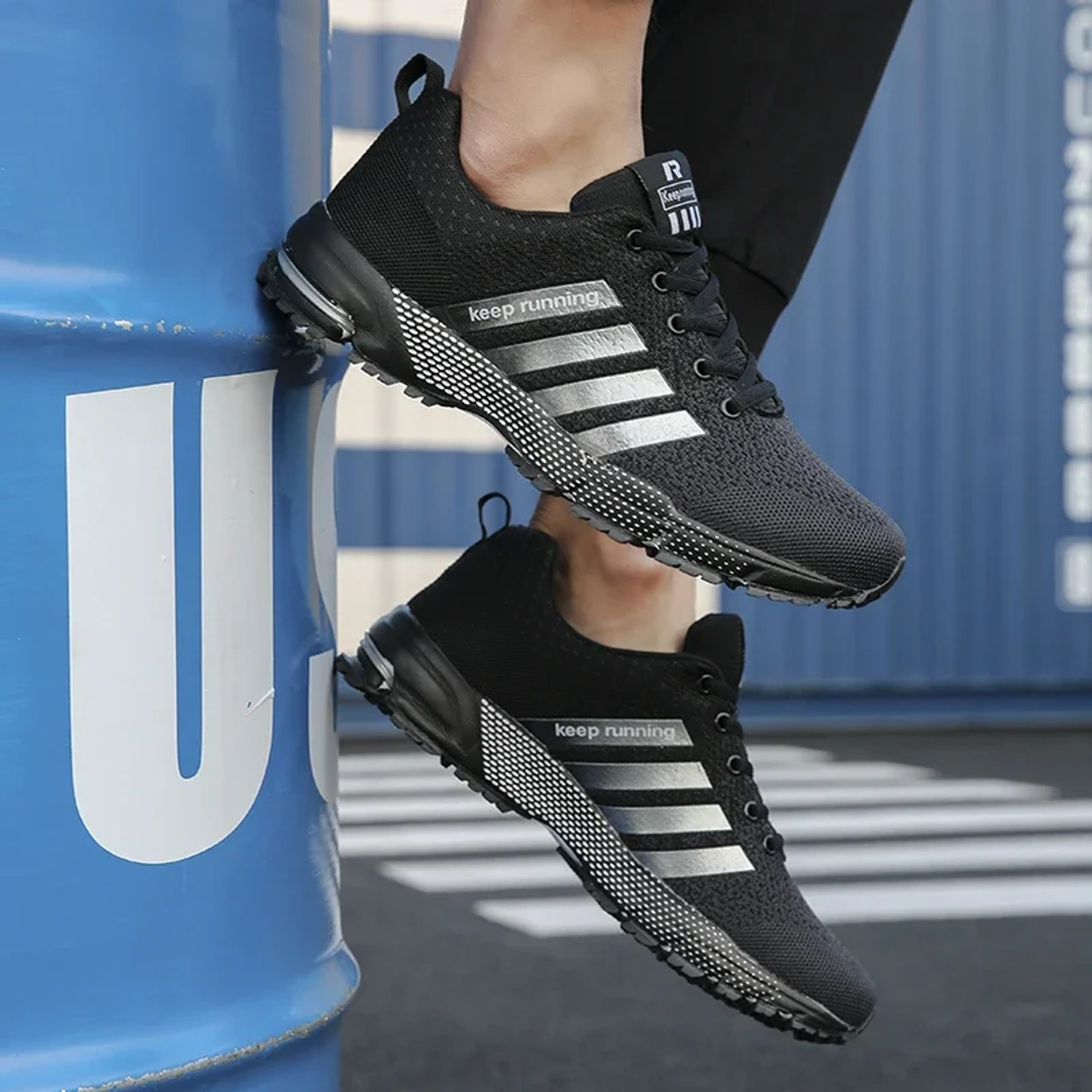 Fashion Men Sneakers, Breathable Mesh Comfortable Black Sports Shoes, Outdoor Casual Running Mens Shoe, Anti-Slip – view 5