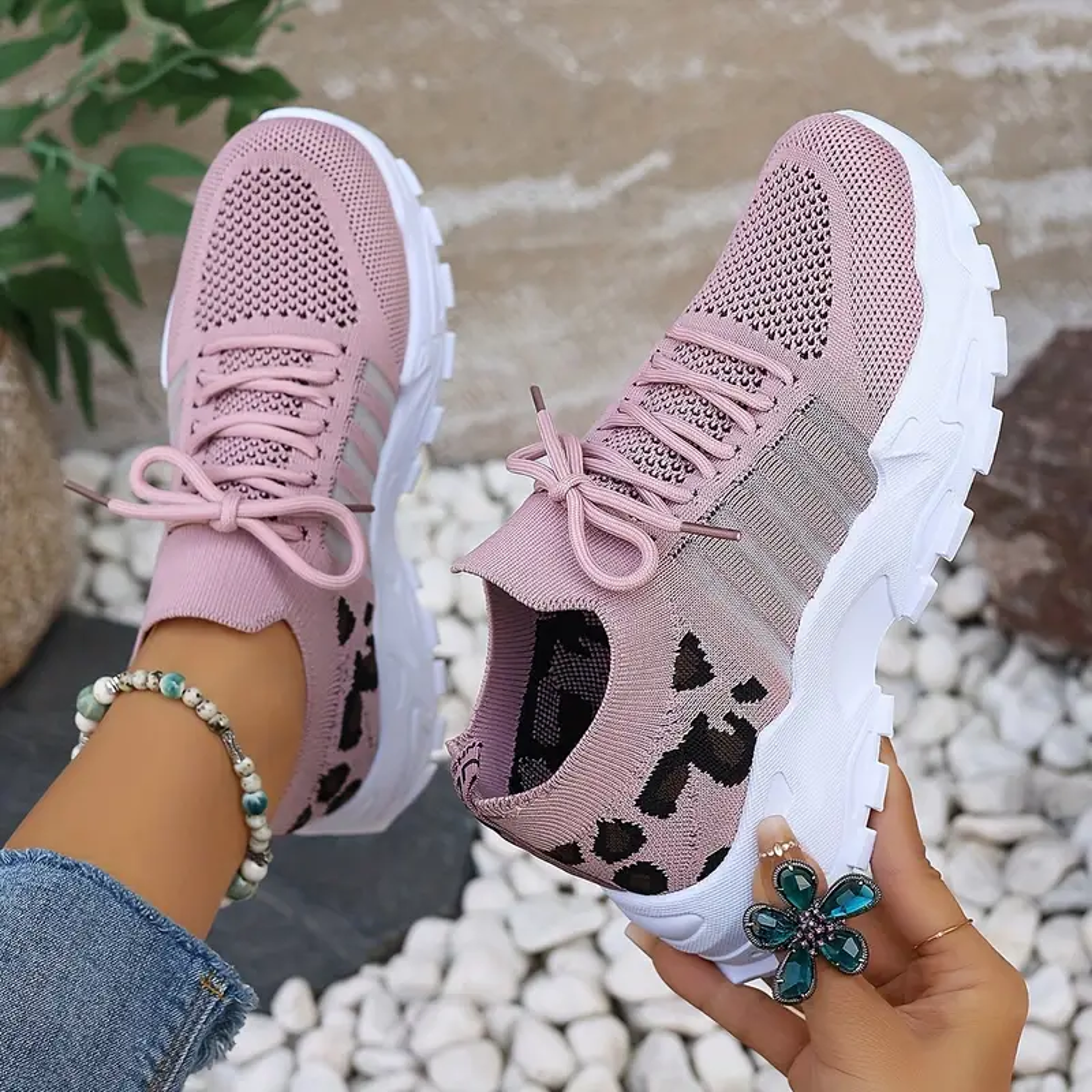 Lightweight and Breathable Women's Casual Sneakers, Shoes Woman, Leopard Print Fashion Sneakers, Womens Shoes Sale – view 4