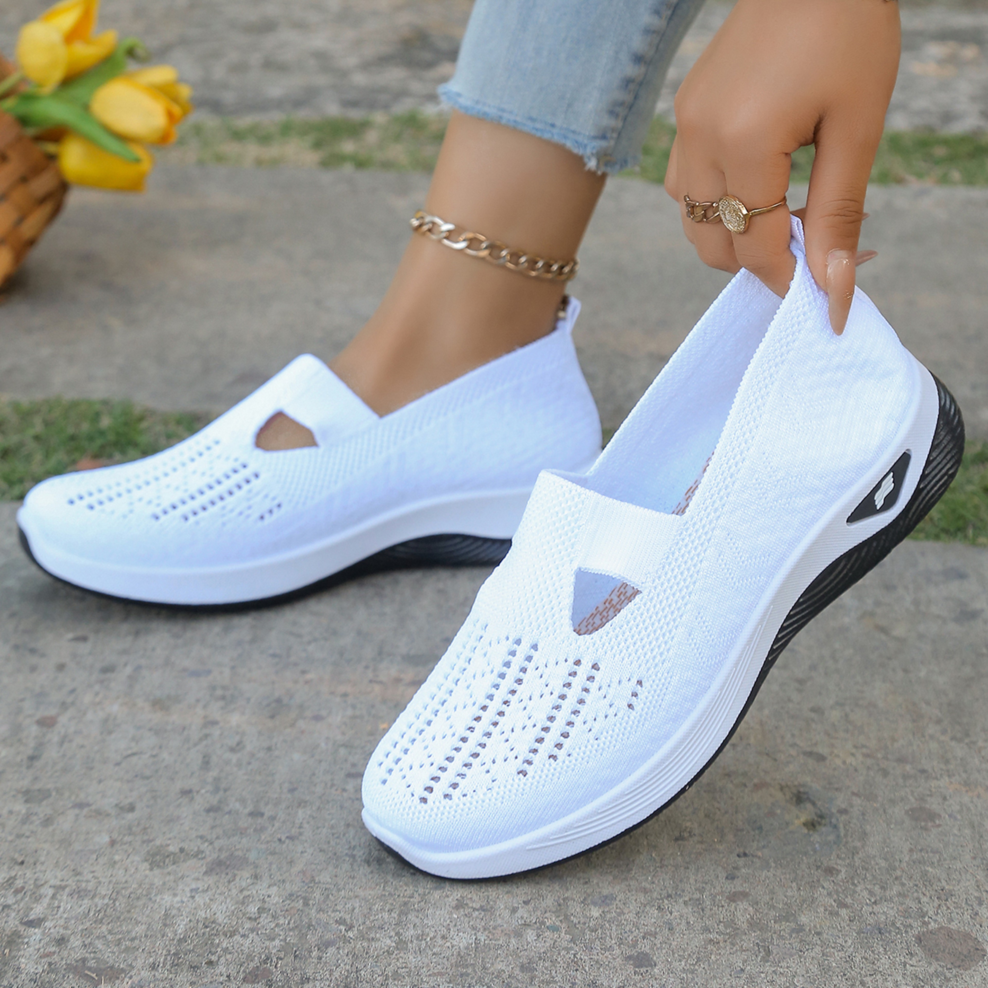 Womens Casual Shoes Womens Shoes Solid Color Breathable Sports Shoes Lightweight SoftSoled Walking