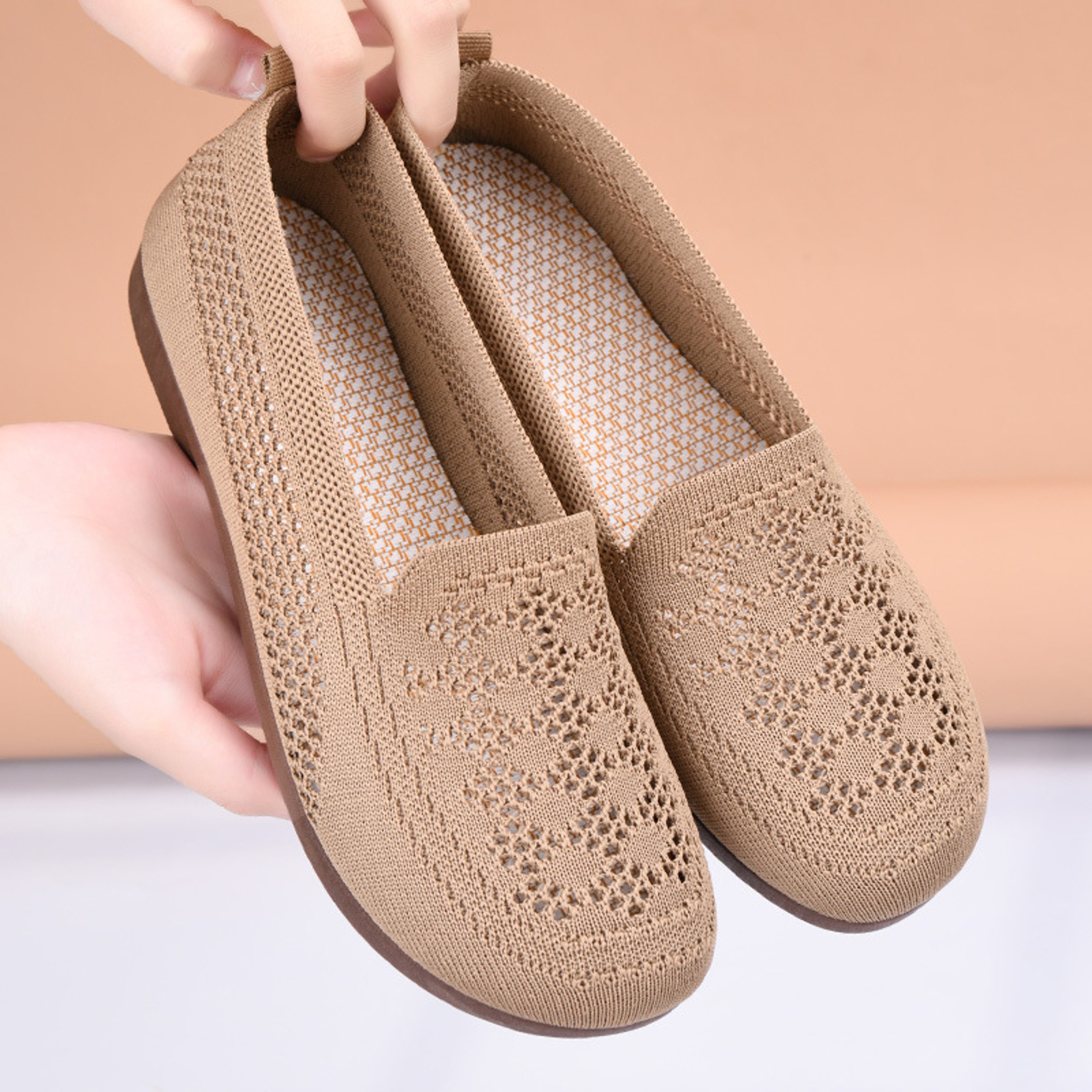 Breathable Womens Summer Mesh Shoes, Soft Sole, Shallow Mouth, Lazy Casual Shoes, Lightweight Mothers Shoes for Comfort – view 1