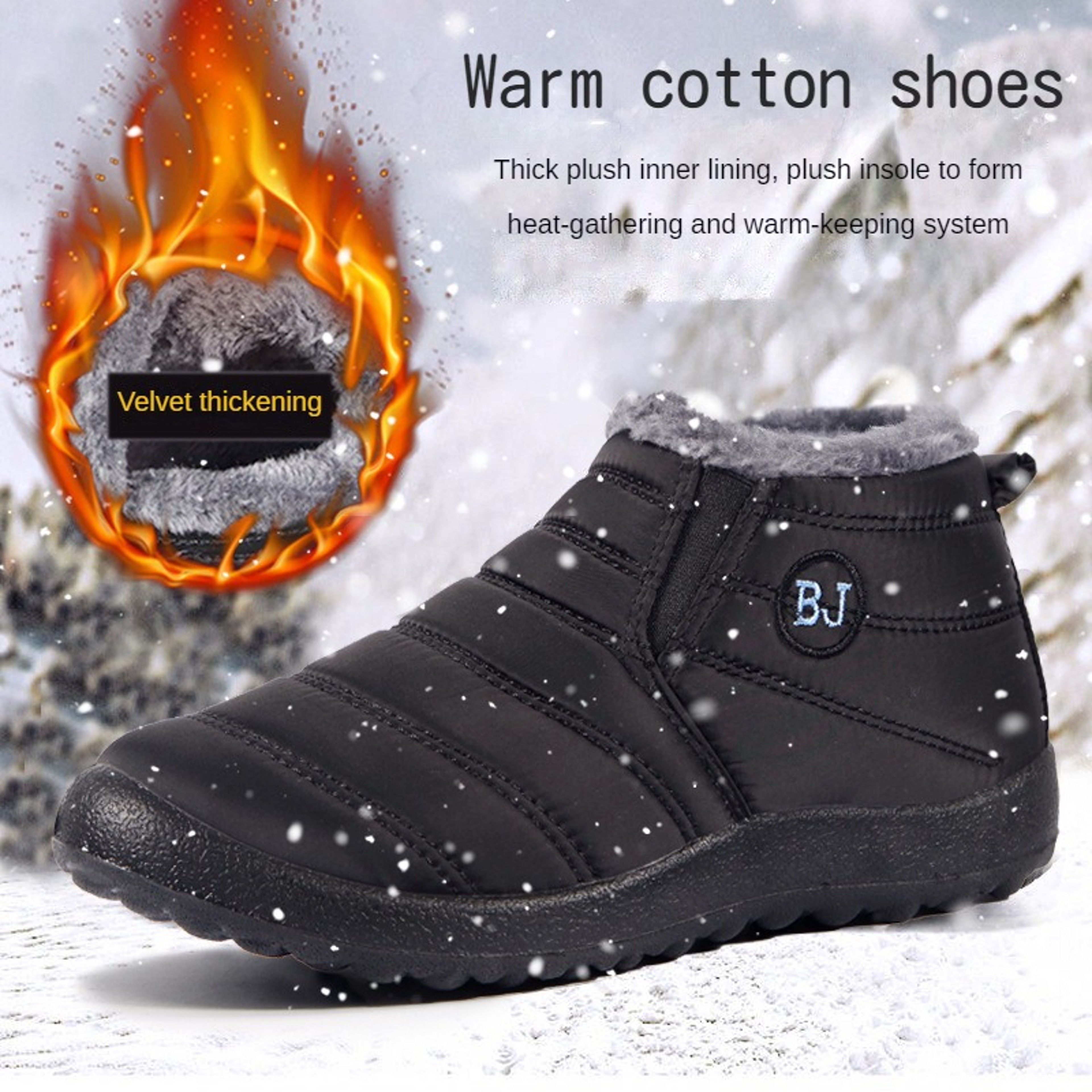 Fashion Snow Women Boots Waterproof Plush Ankle Boots Unisex Slip On Platform Shoes For Women Warm