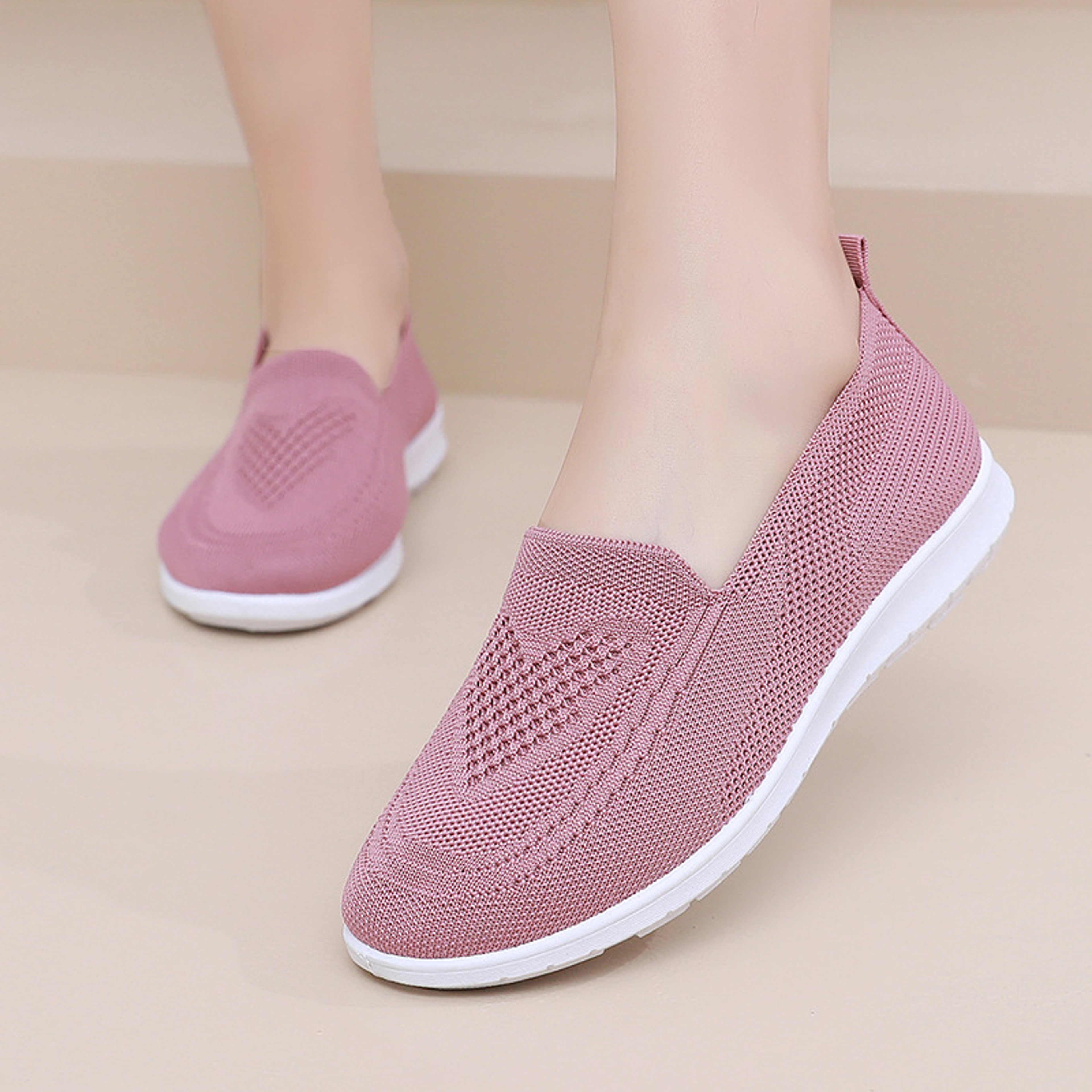 Spring Summer Womens Shoes, Casual Breathable Chunky Sole Flat Sneakers, Lightweight Walking Shoes, Cheap Shoes – view 3