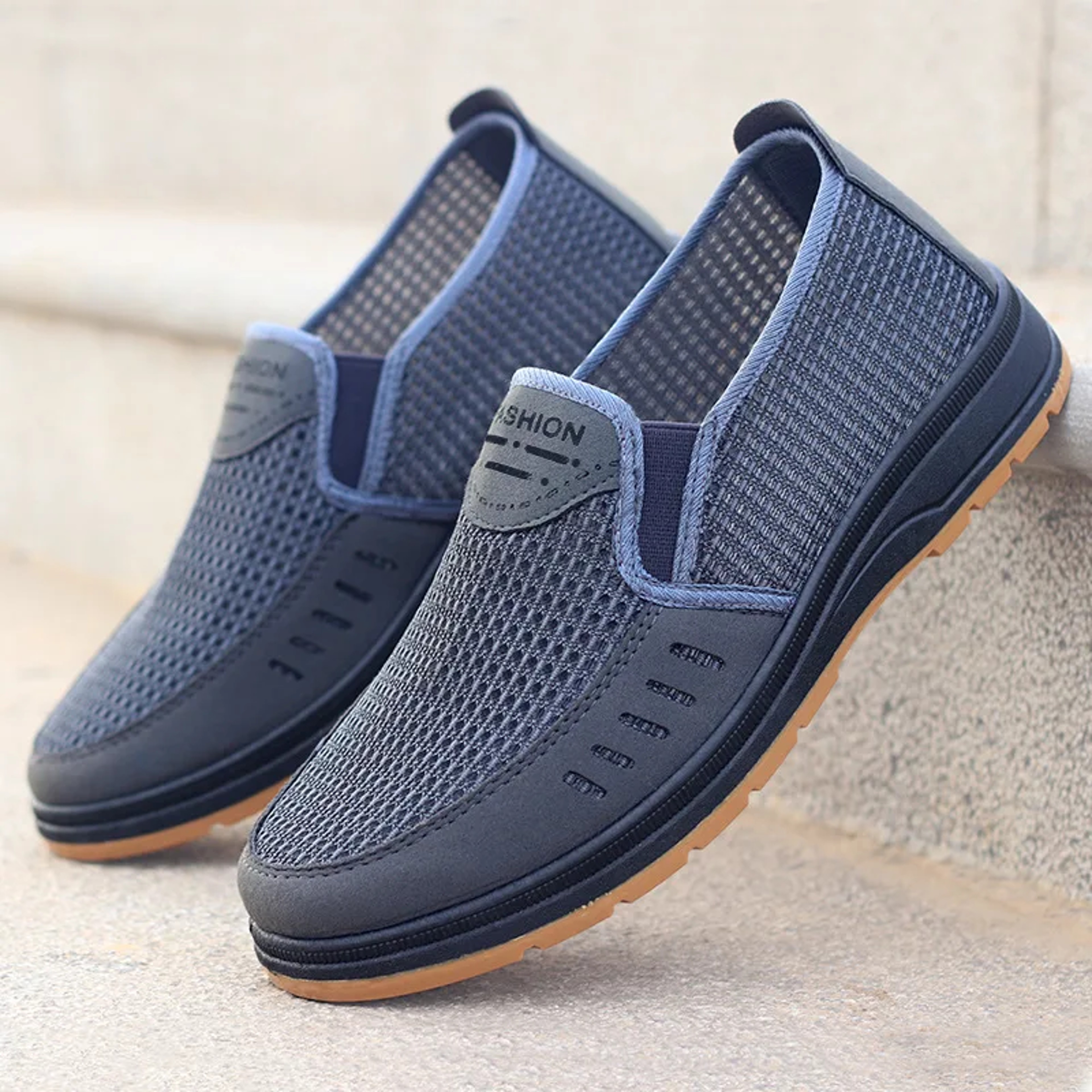 Mens Summer Breathable Mesh SlipOn Shoes Lightweight Canvas Comfort Shoes For Dad  Elderly Orthoped 3
