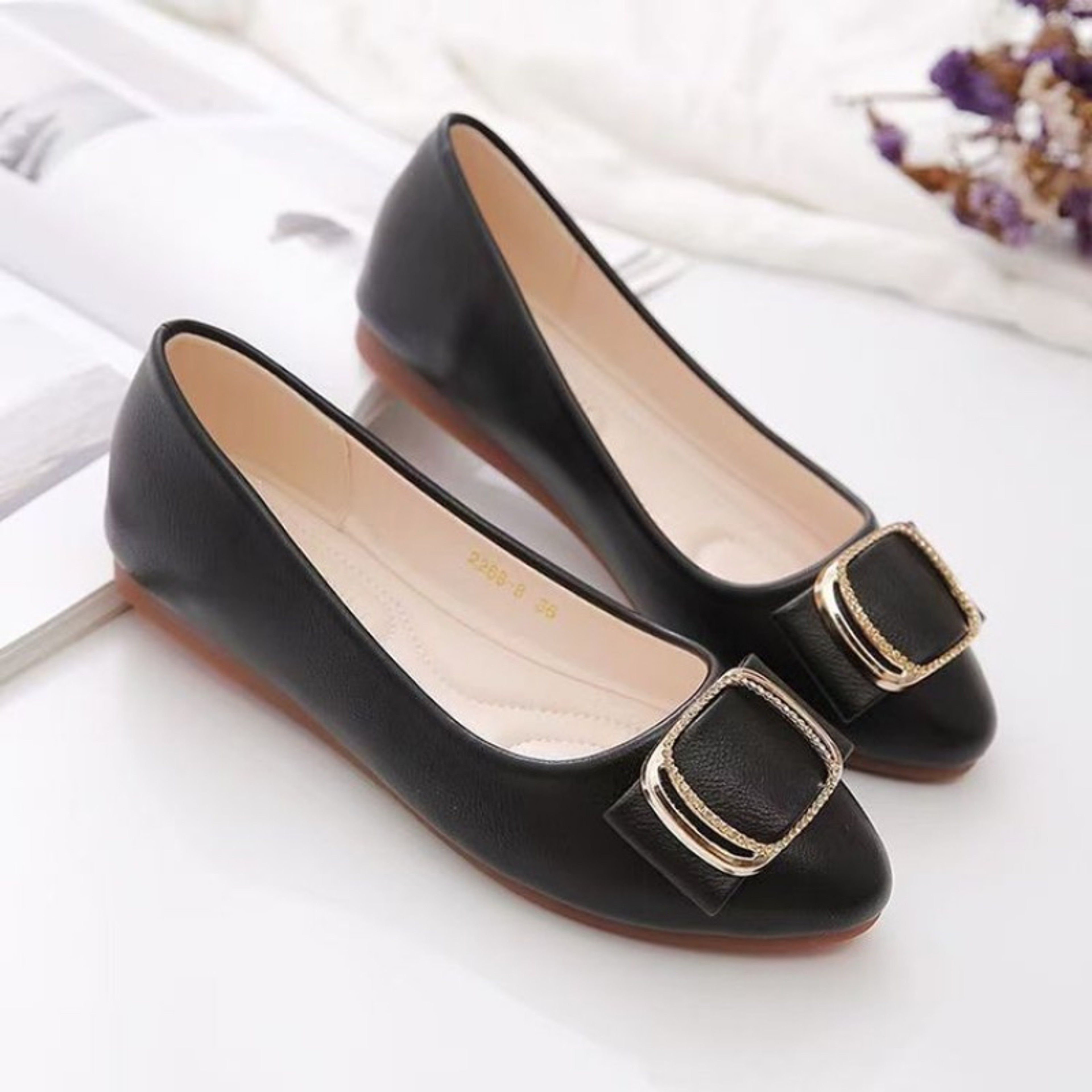 Genuine Leather Minimalist Square-Buckle Chain Flats, Slip-Resistant Cushioned Mom Loafers for Work & Casual Wear – view 6