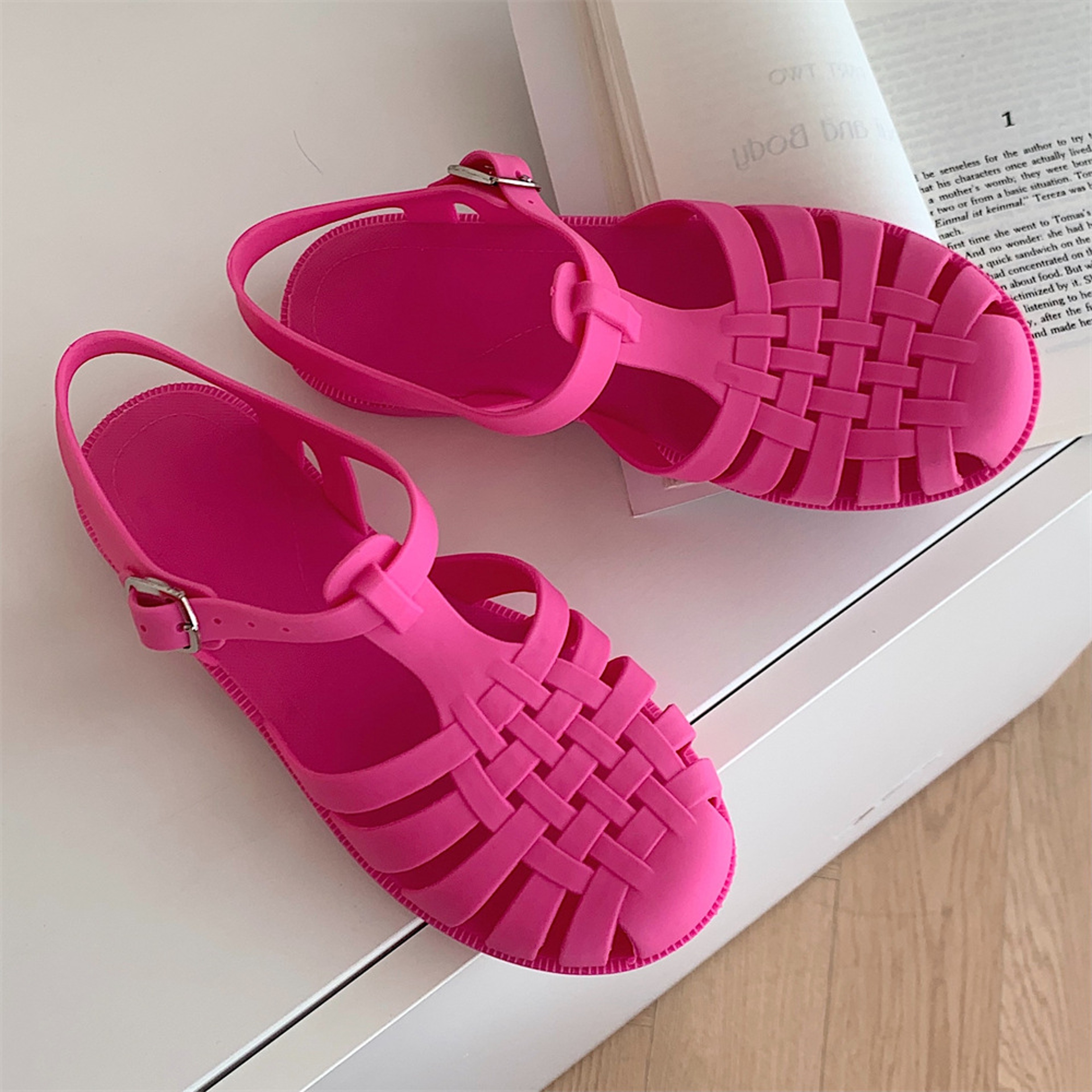 Gladiator Style Women Rome Sandals Soft PVC Summer Shoes Peep Toe Cutout Design Girls Student Stree 6