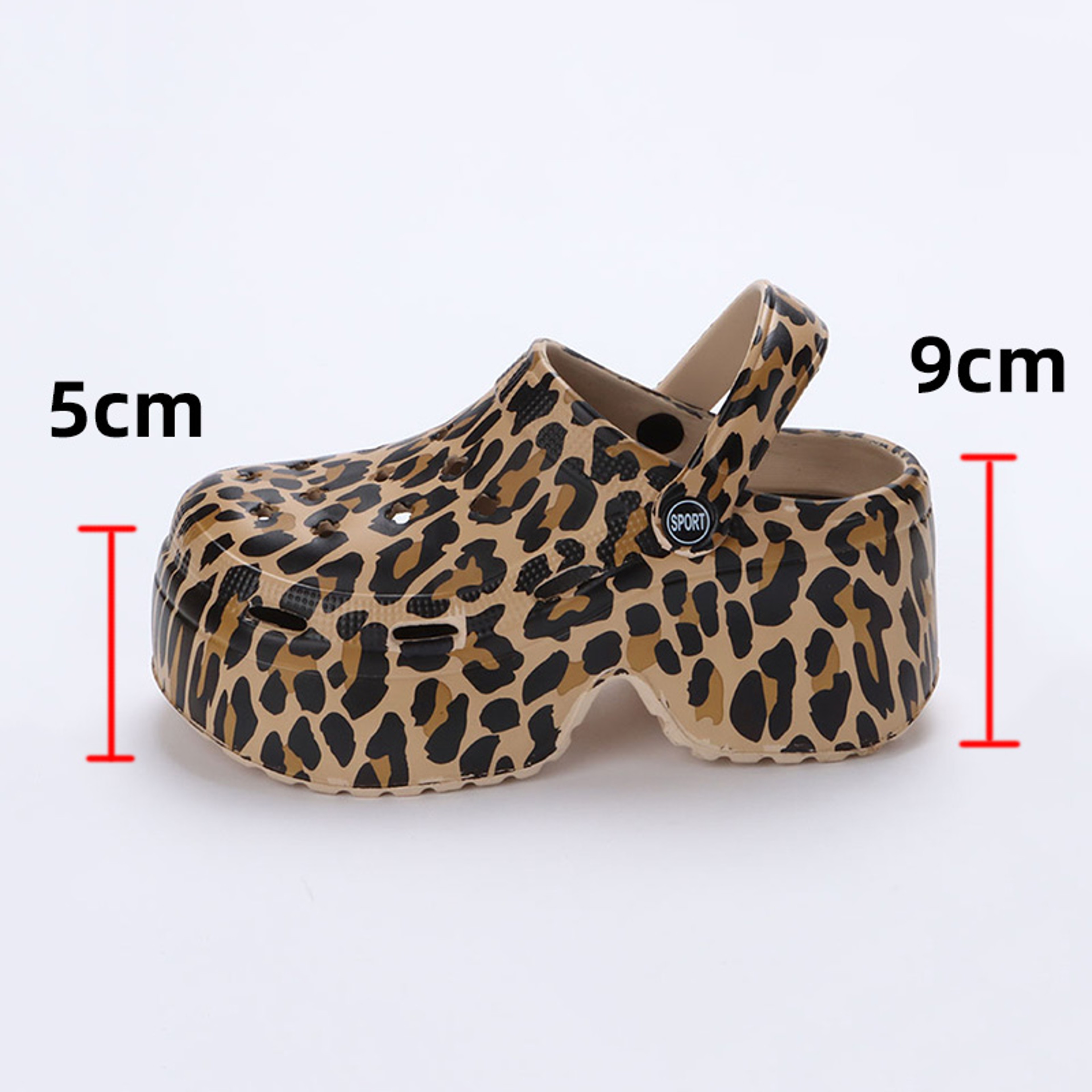 Womens Leopard Thick Bottom Clogs Closed Toe Chunky Platform Sandals Super High Wedge Heel Slippers 4