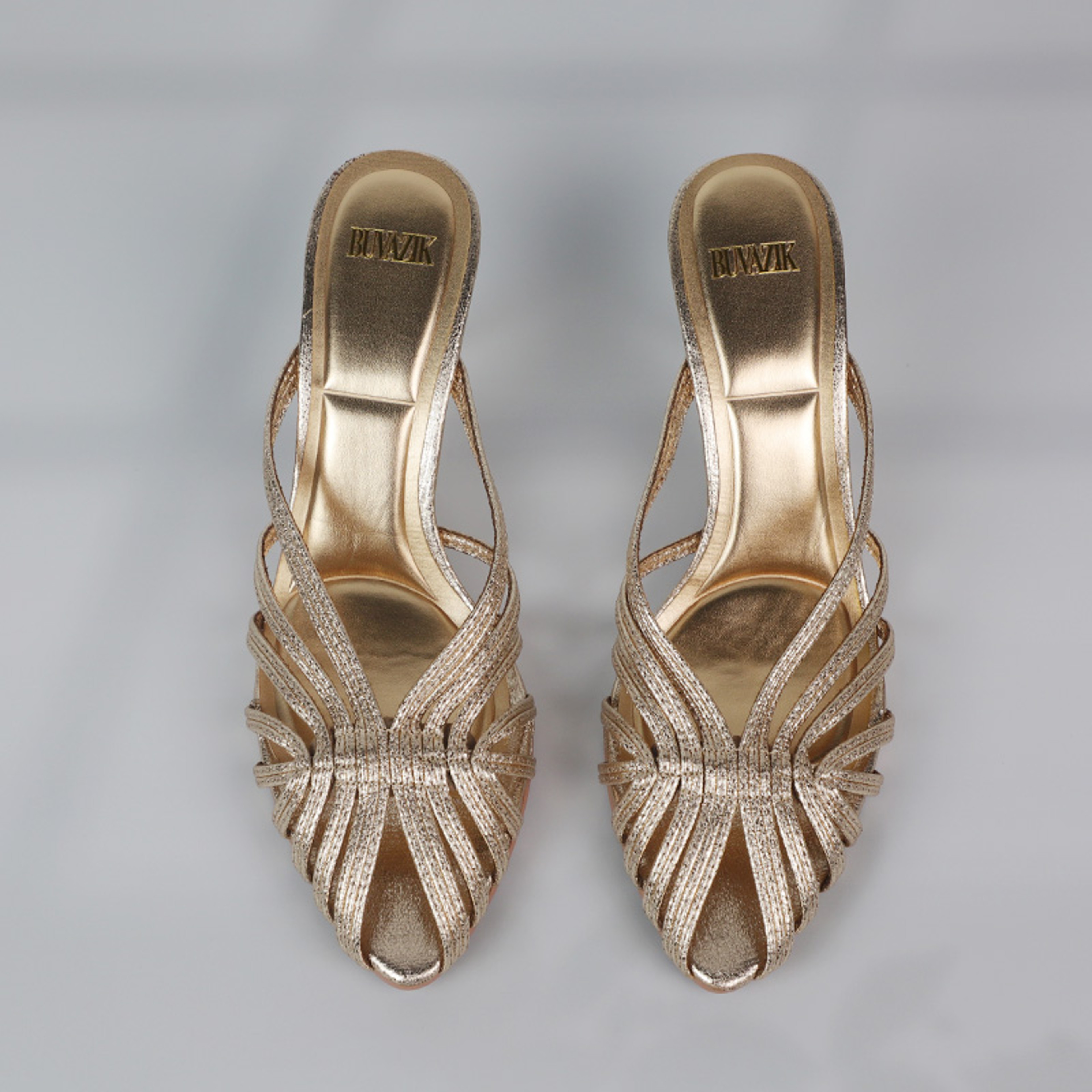 Luxury New Gold Hollow Thin Strip Heels Women Pointed Toe Mules Office Lady Pumps Summer Stiletto S 2
