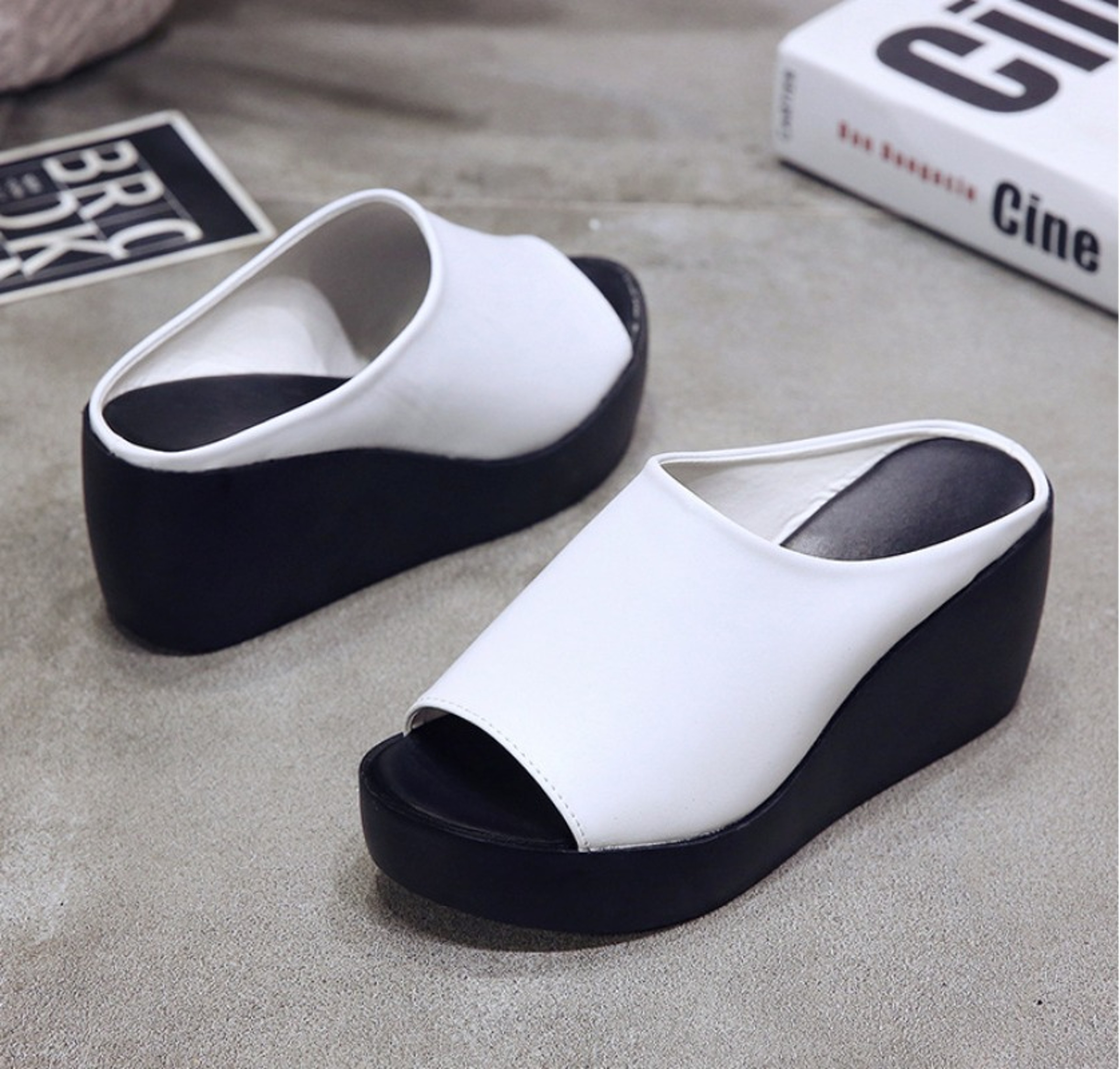 Womens Summer Platform Wedge Slippers Peep Toe Slides Ladies Casual Outdoor Solid Shoes 2