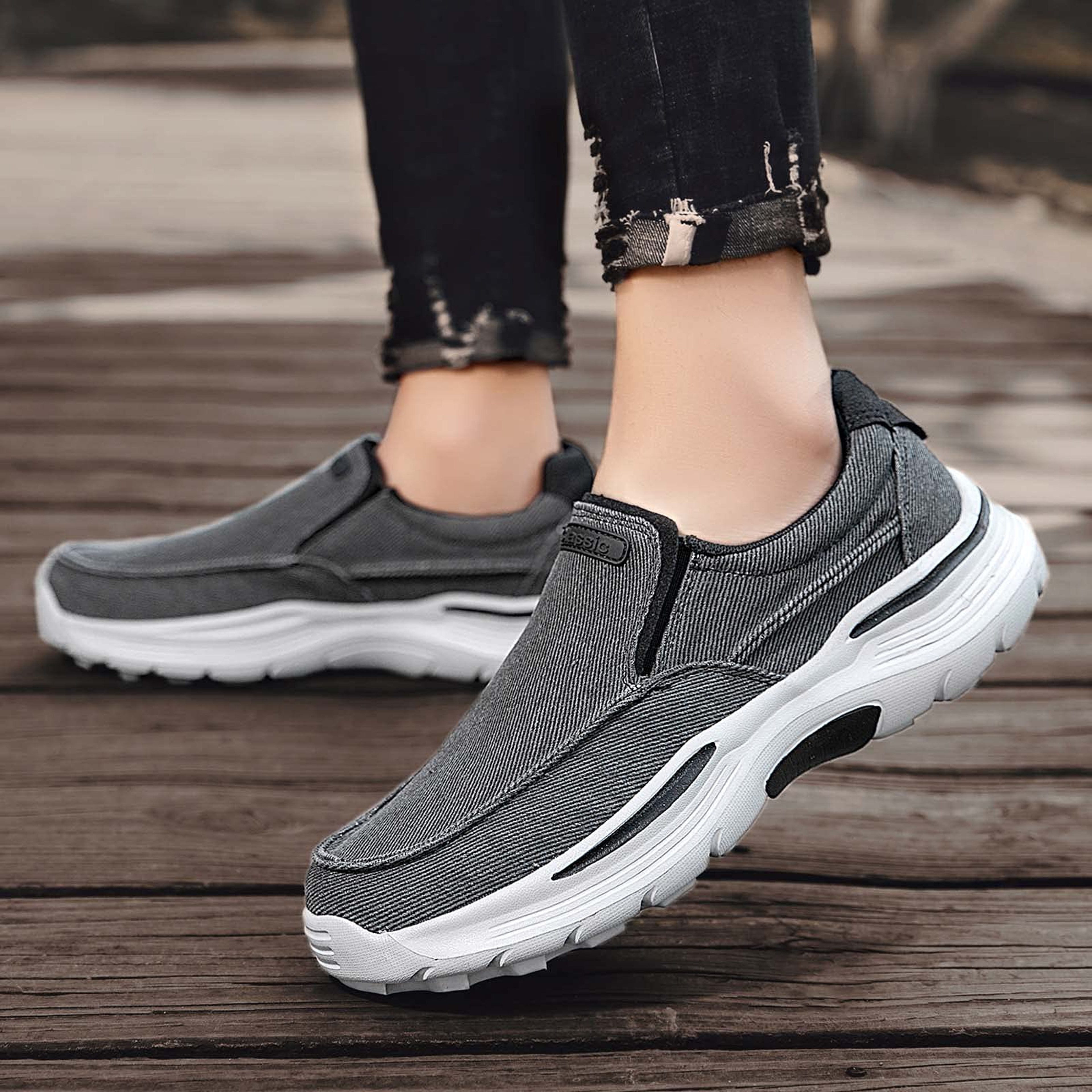 Mens Casual Shoes Canvas Breathable Loafers Comfortable Outdoor Walking Sneakers Classic Loafers Fo 1