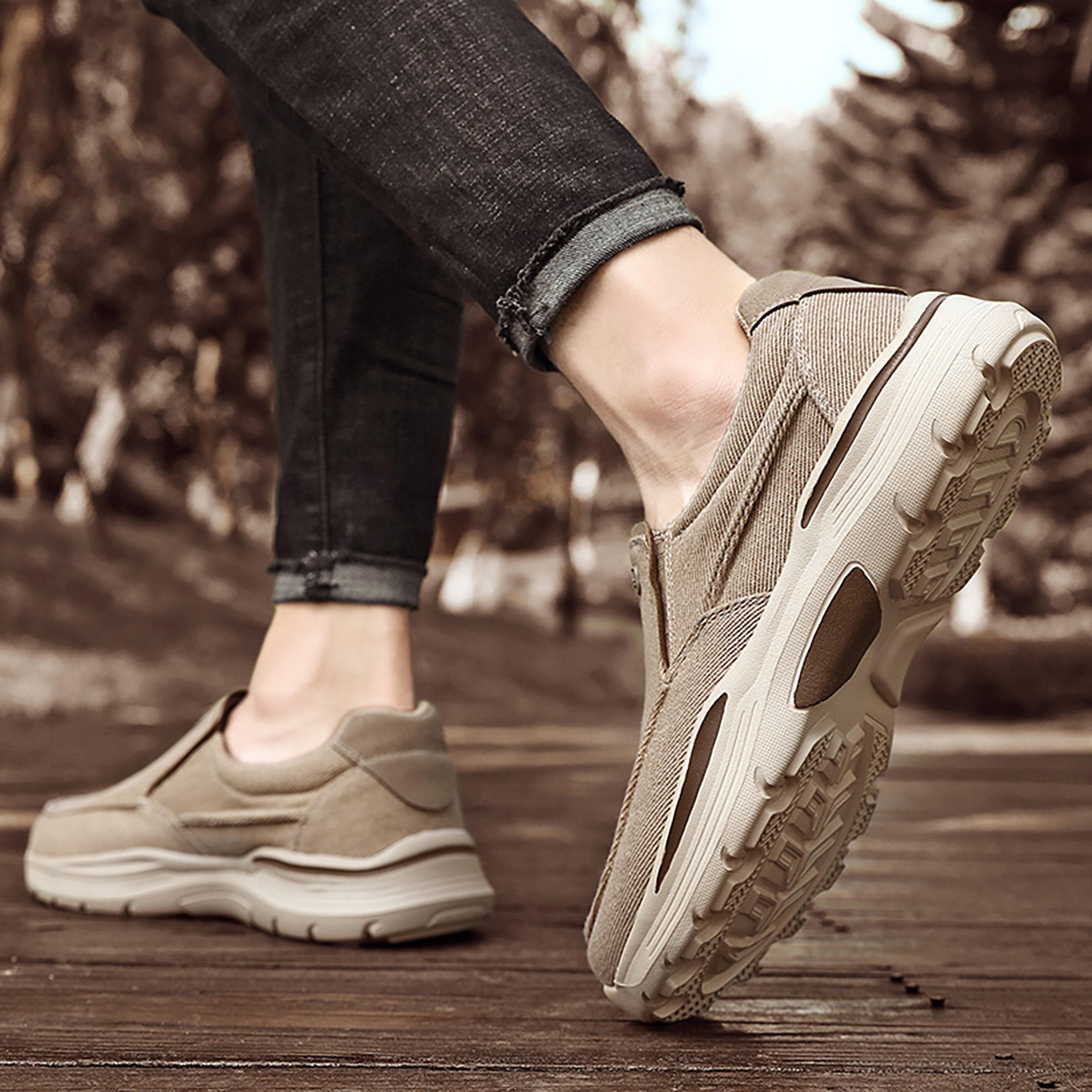 Mens Casual Shoes Canvas Breathable Loafers Comfortable Outdoor Walking Sneakers Classic Loafers Fo 3
