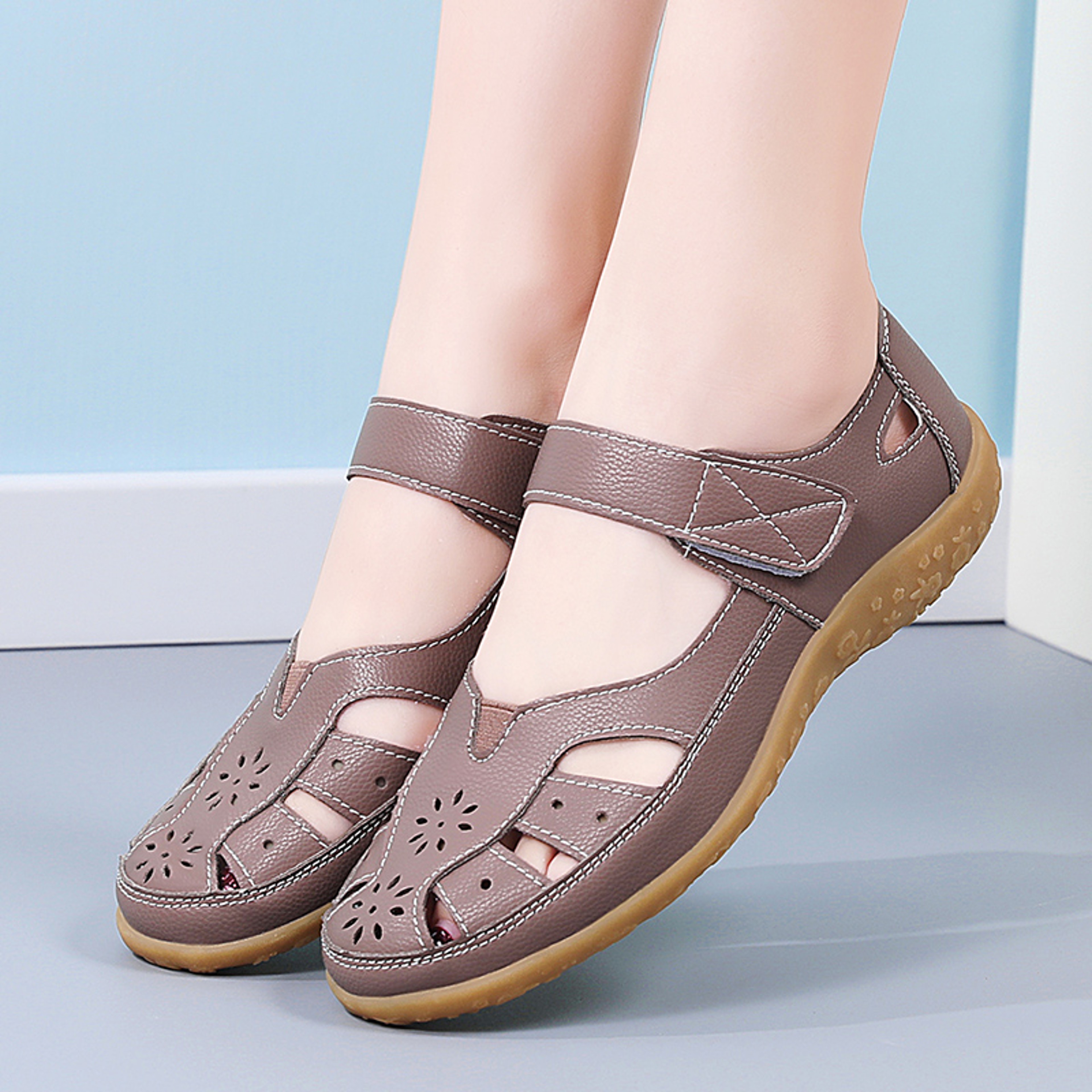 PU Leather Summer Flat Womens Shoes Outdoor Casual Beach Sandals Fashion Slippers Large Size Loafer 5