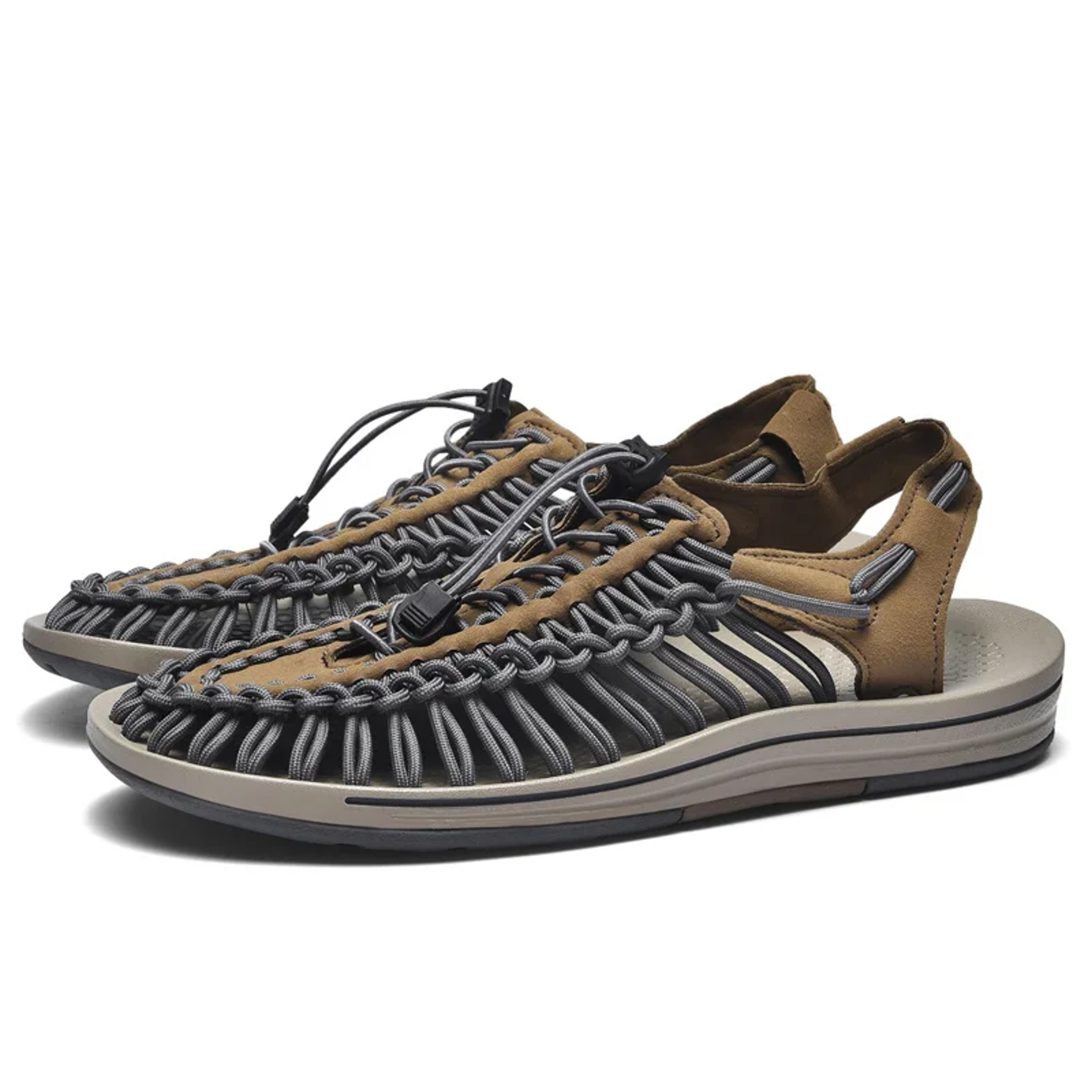 Fashion Summer Men Sandals Handmade Weaving Design Breathable Outdoor Casual Flat Sandals Couples B 11