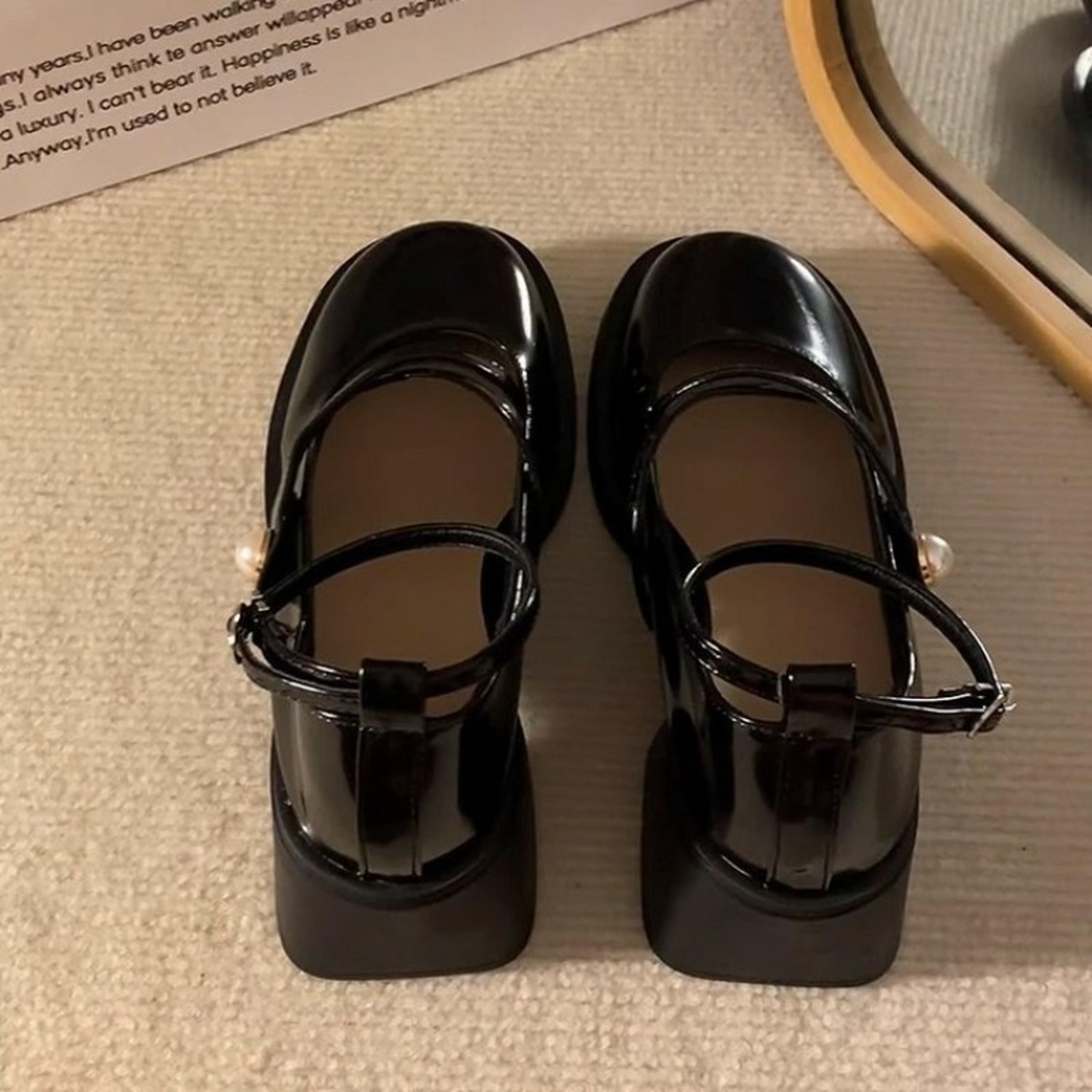 Retro Mary Jane Shoes For Women PU Leather Loafers Thick Heel Lolita Shoes Uniform Pumps With Ankle 2