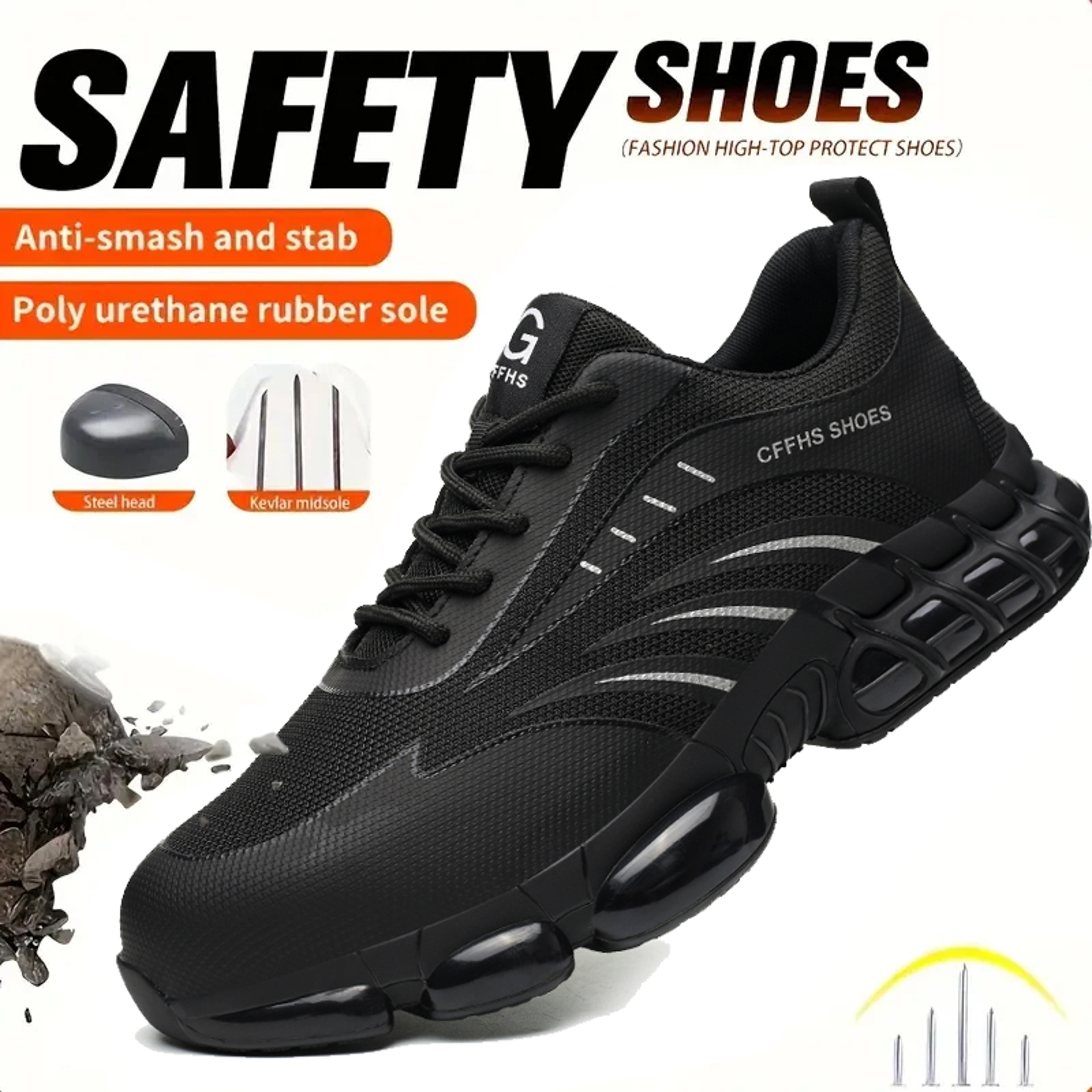 Lightweight Breathable Anti-Smash and Anti-Puncture Safety Shoes, Comfortable Steel Toe Work Shoes for Industrial – view 1