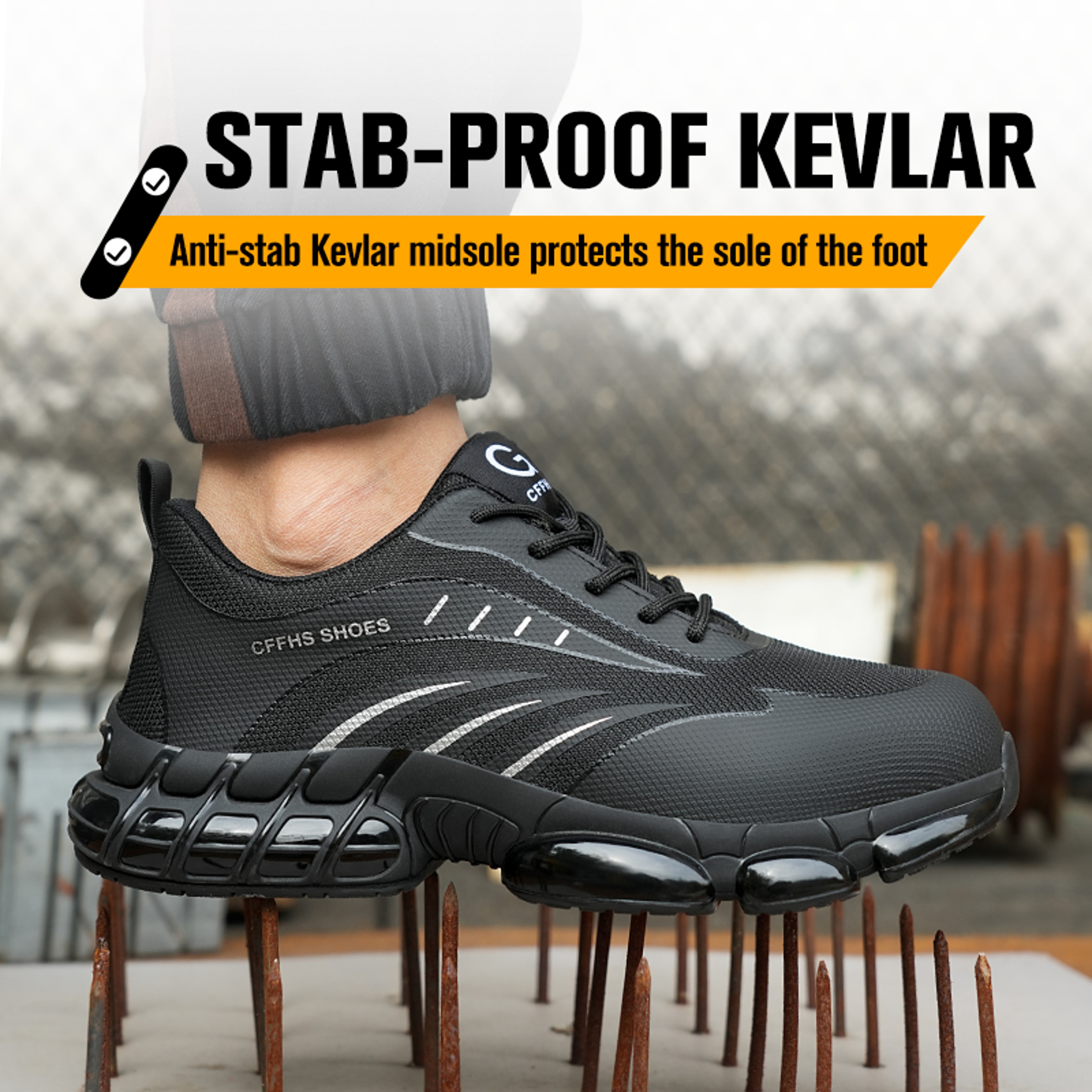 Lightweight Breathable Anti-Smash and Anti-Puncture Safety Shoes, Comfortable Steel Toe Work Shoes for Industrial – view 2