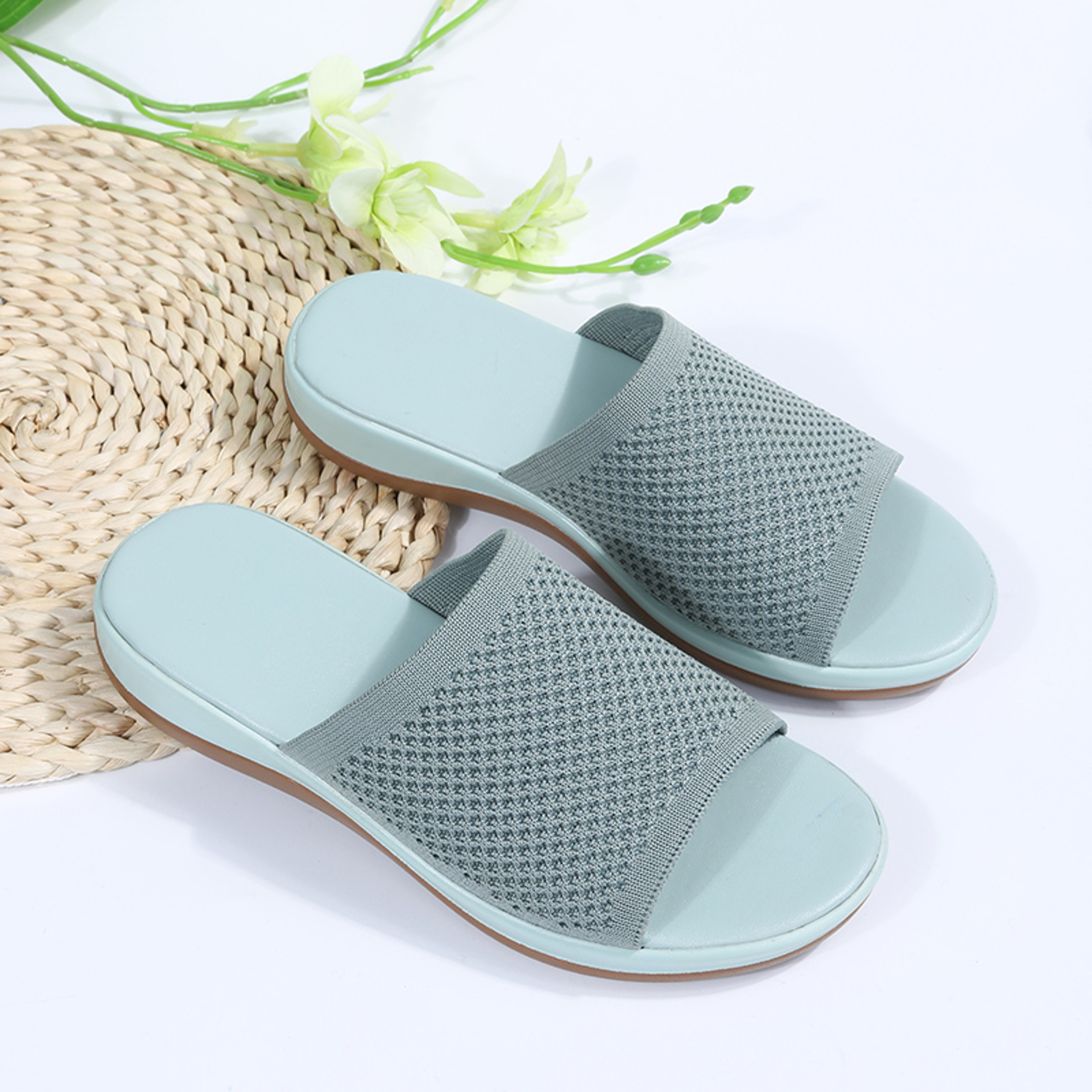 Soft Flat Women Sandals Stylish Stretch Fabric Summer Sandals  Els Women Stretch Fabric Summer Eleg 5