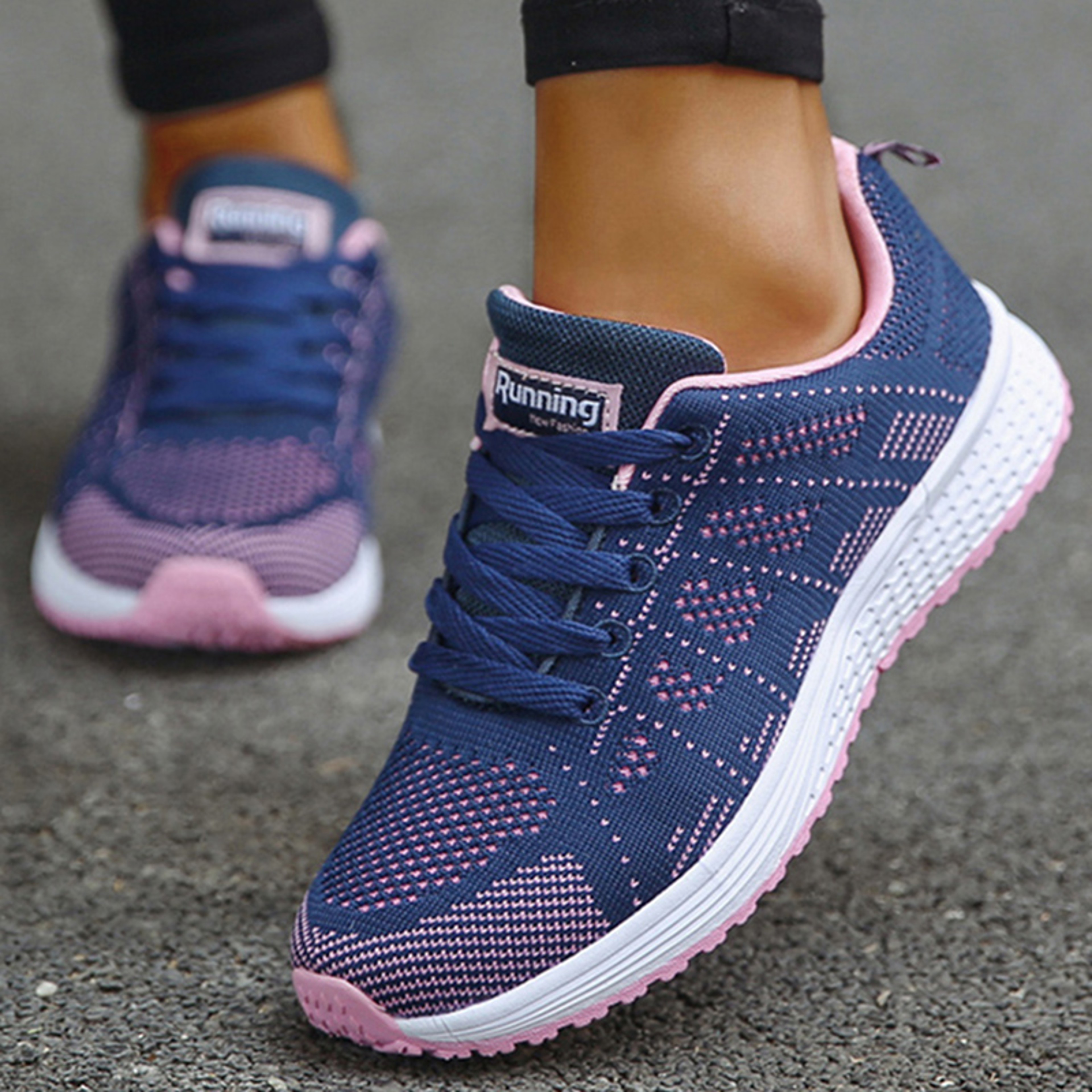 Lightweight Fashion New Womens Sneakers Mesh Fabric LaceUp Tenis Feminino Walking Shoes For Women 2