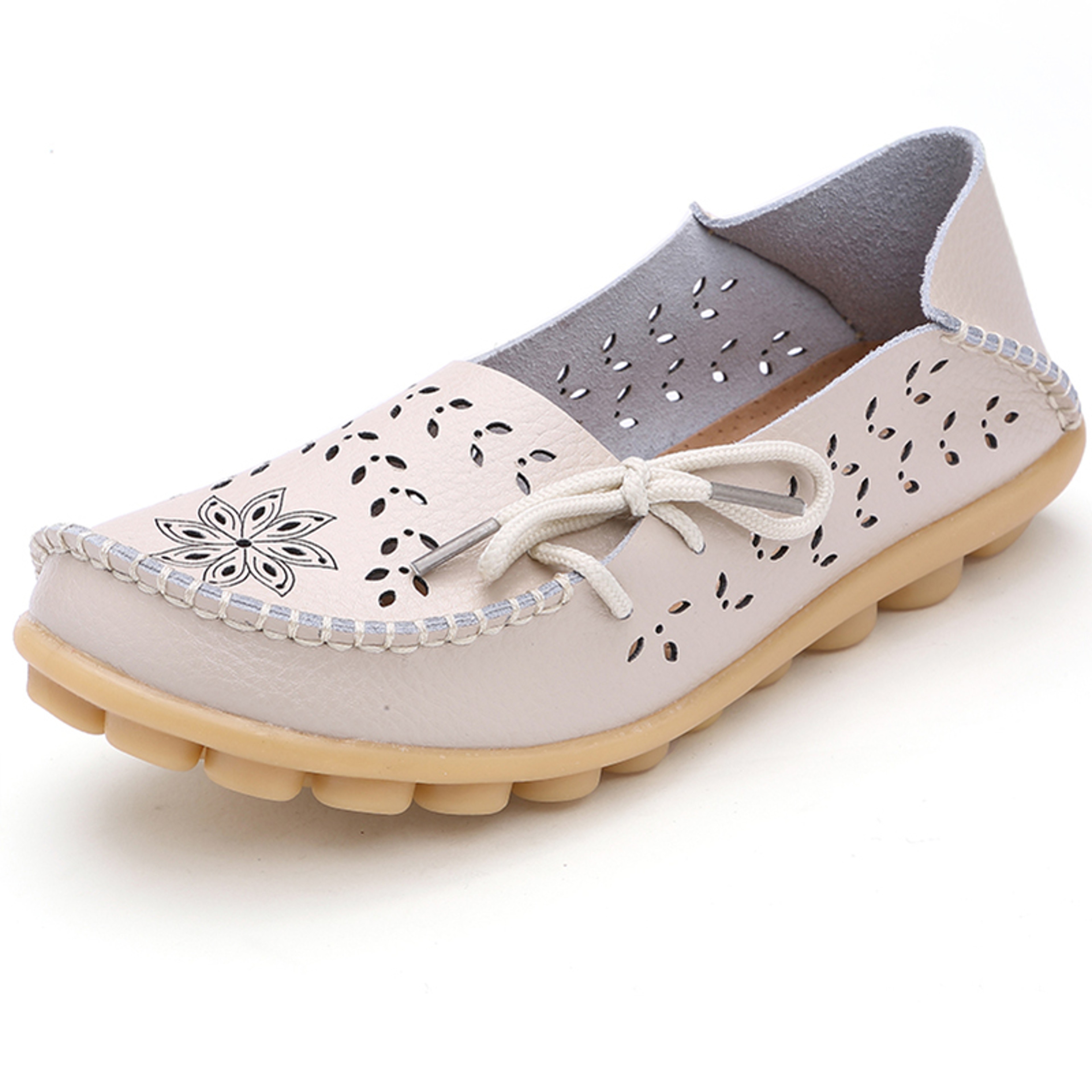 Soft Genuine Leather Womens Flats Casual Breathable SlipOn Loafers  Summer Driving Shoes 8