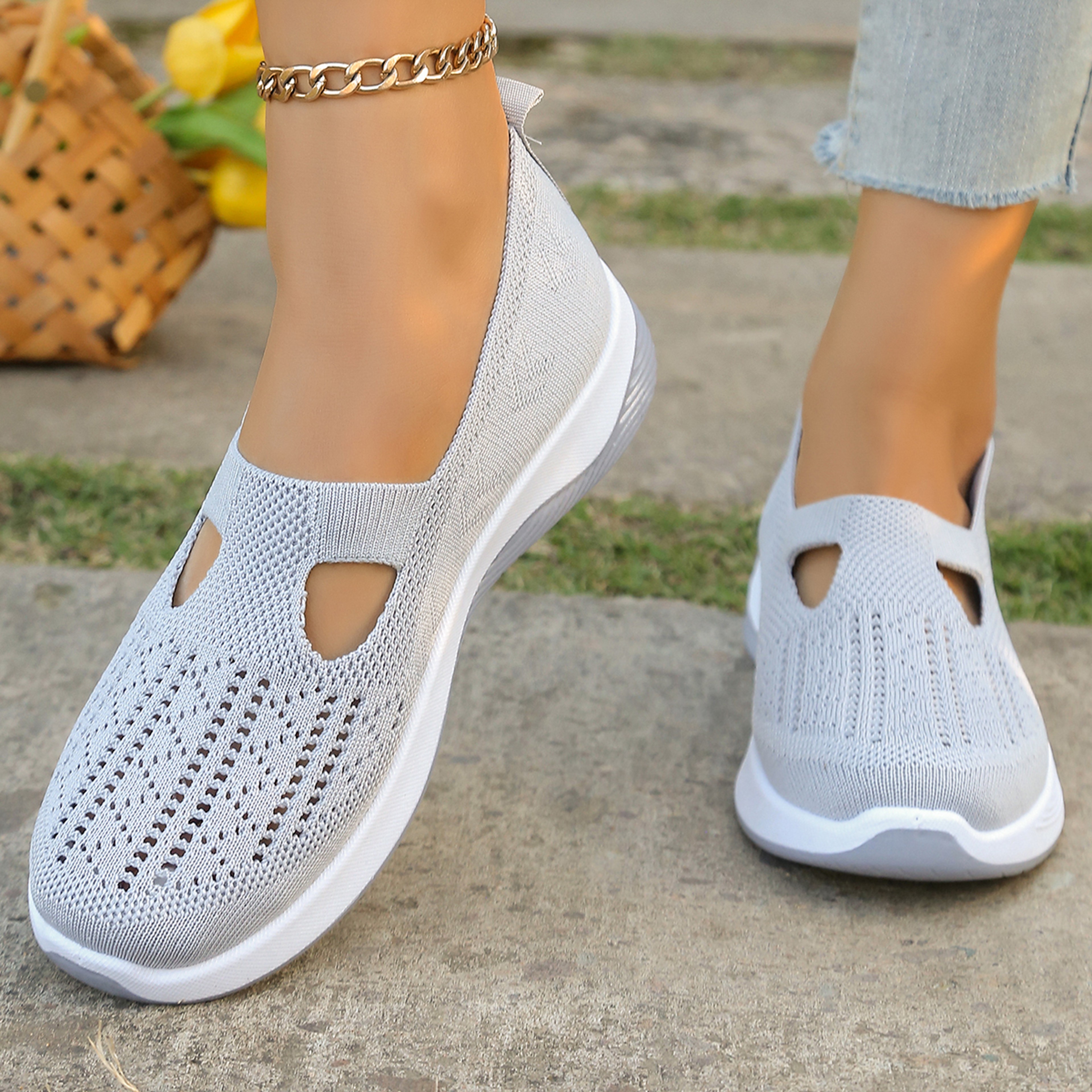 Simple Womens Summer Shoes Solid Color Mom Shoes  Lightweight Casual Sneakers 5