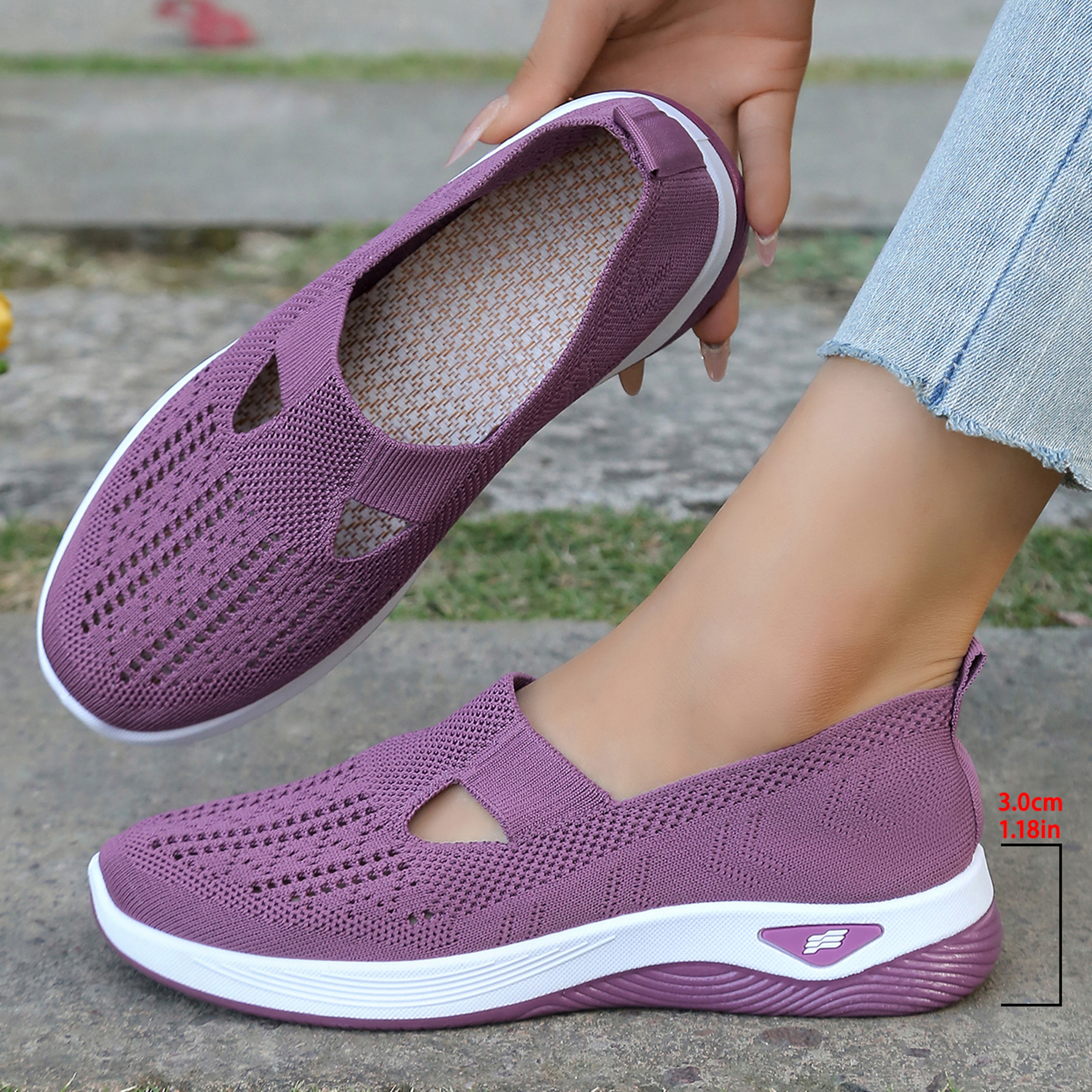 Simple Womens Summer Shoes Solid Color Mom Shoes  Lightweight Casual Sneakers 12