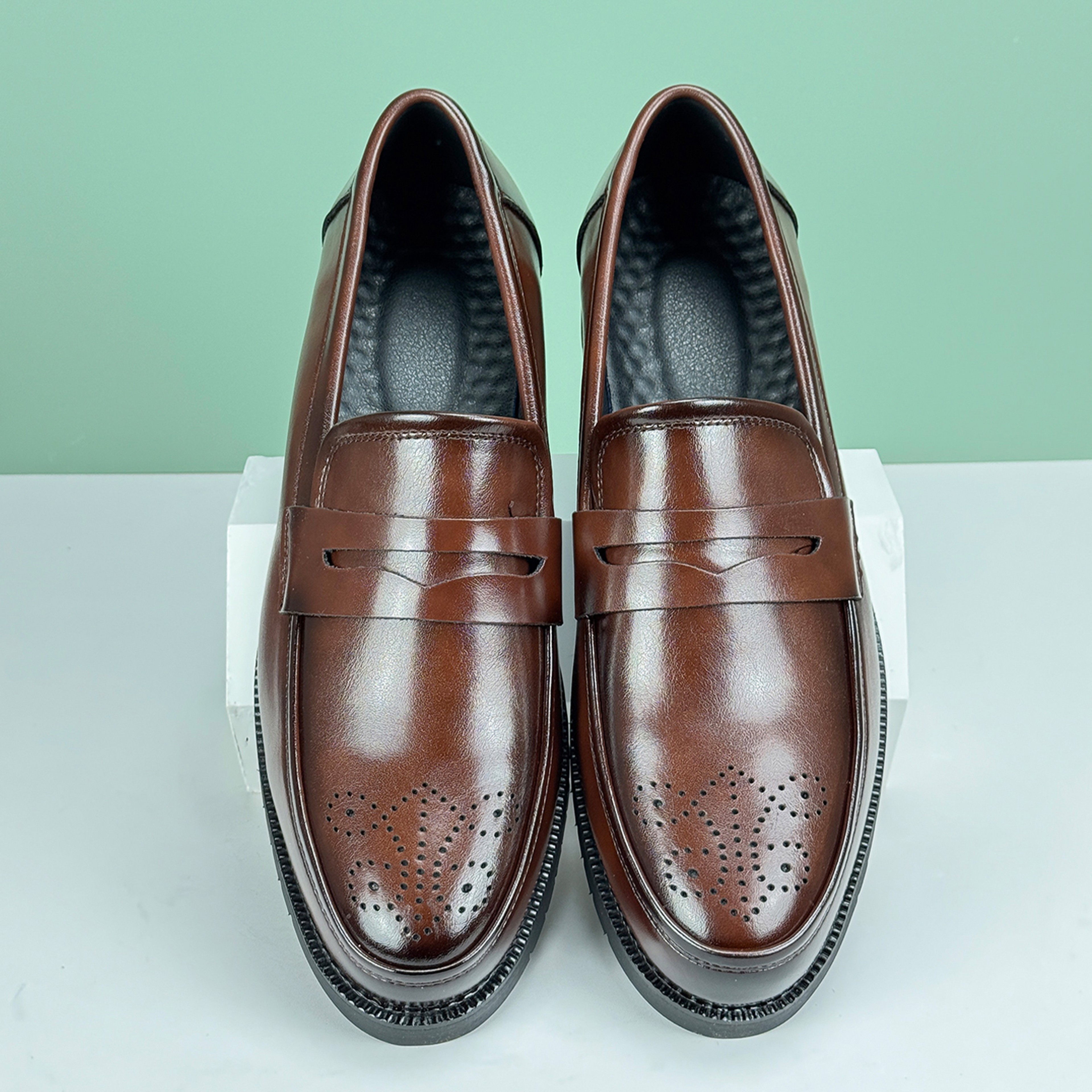 Elegant Mens Formal Leather Oxford Loafers British Style Round Toe NonSlip Business Dress Wedding O 4