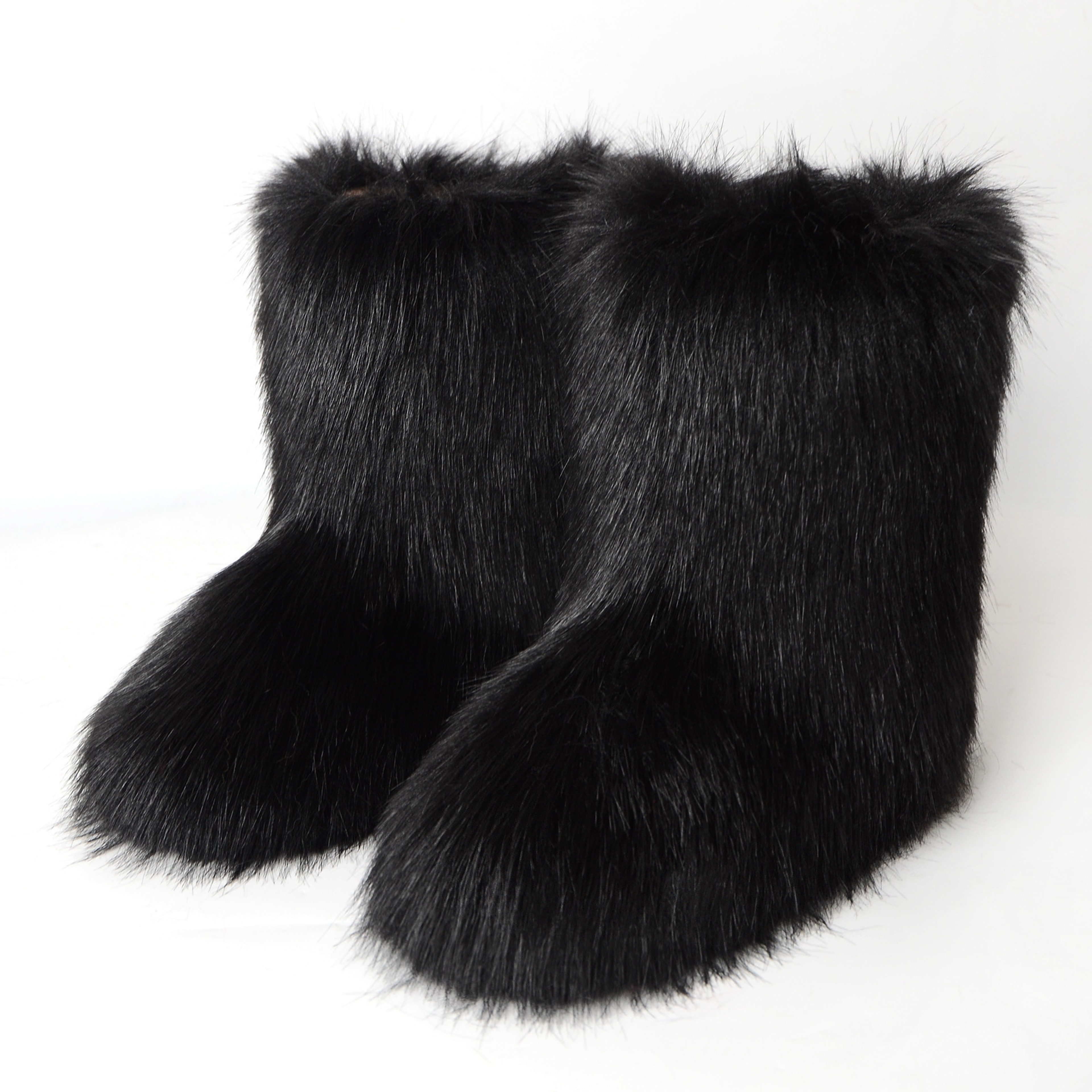 Fashion Luxury Women Faux Fur Boots, Warm Fluffy Mid Calf Snow Boots, Plush Winter Furry Boots for Comfort & Style – view 7