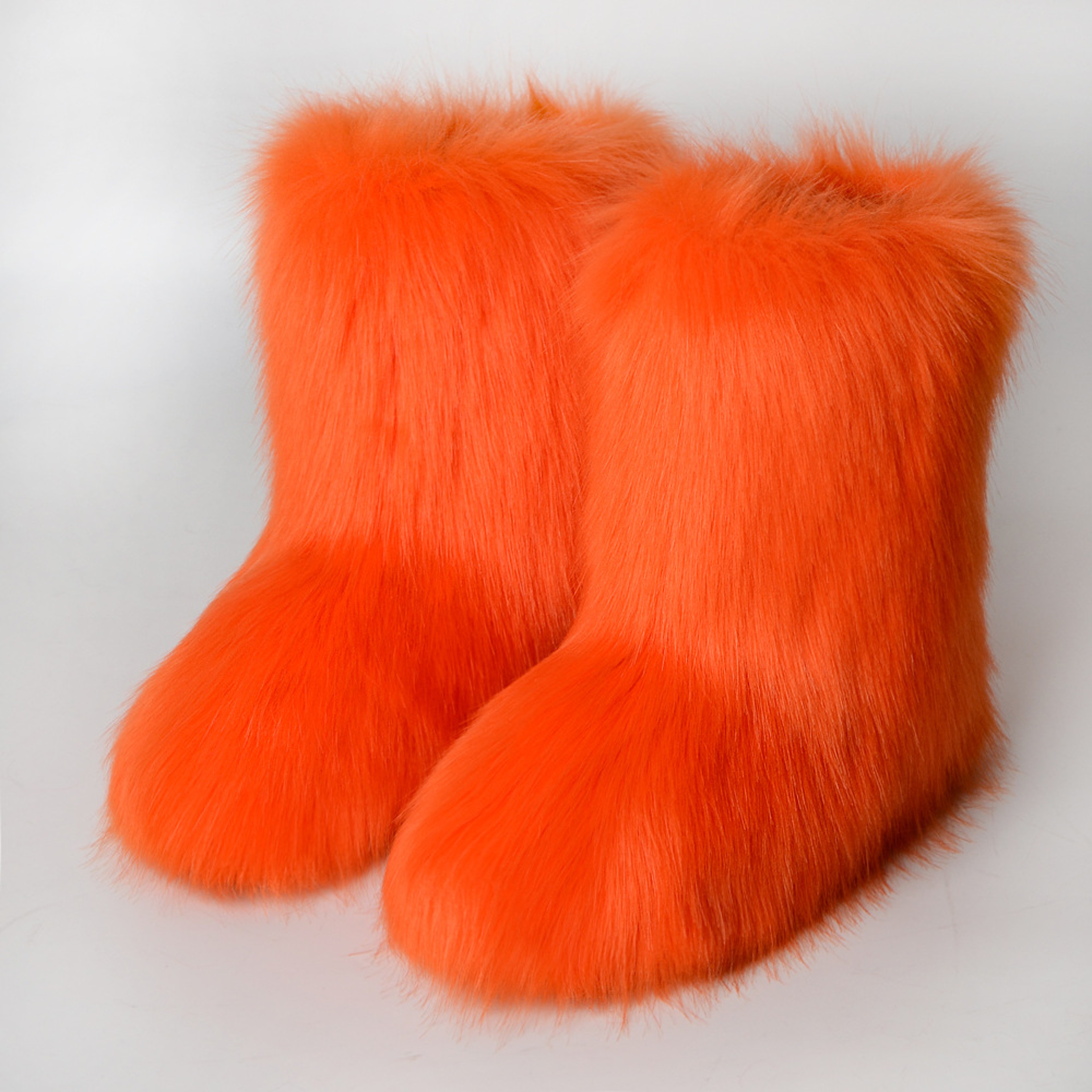 Fashion Luxury Women Faux Fur Boots, Warm Fluffy Mid Calf Snow Boots, Plush Winter Furry Boots for Comfort & Style – view 15