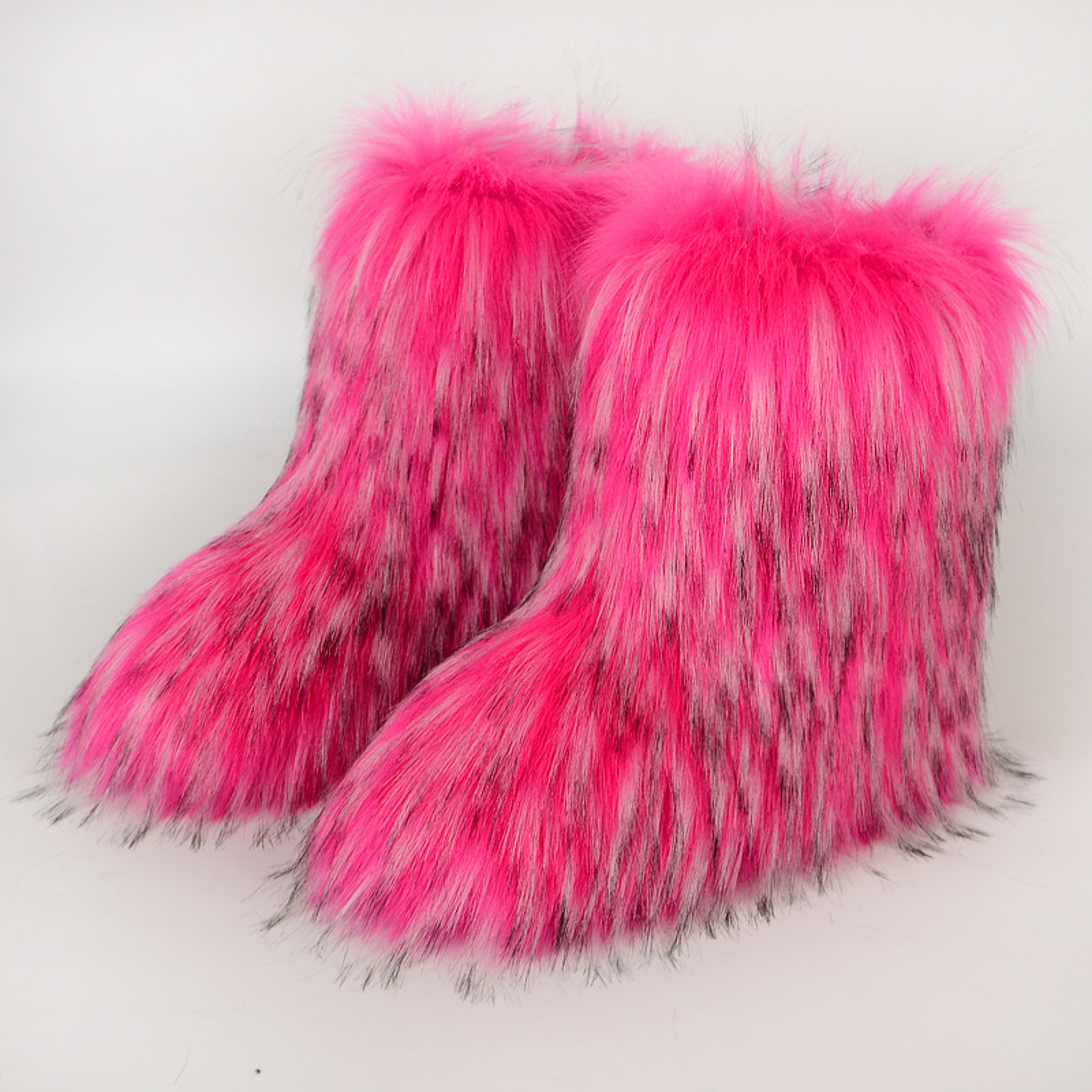 Fashion Luxury Women Faux Fur Boots, Warm Fluffy Mid Calf Snow Boots, Plush Winter Furry Boots for Comfort & Style – view 24