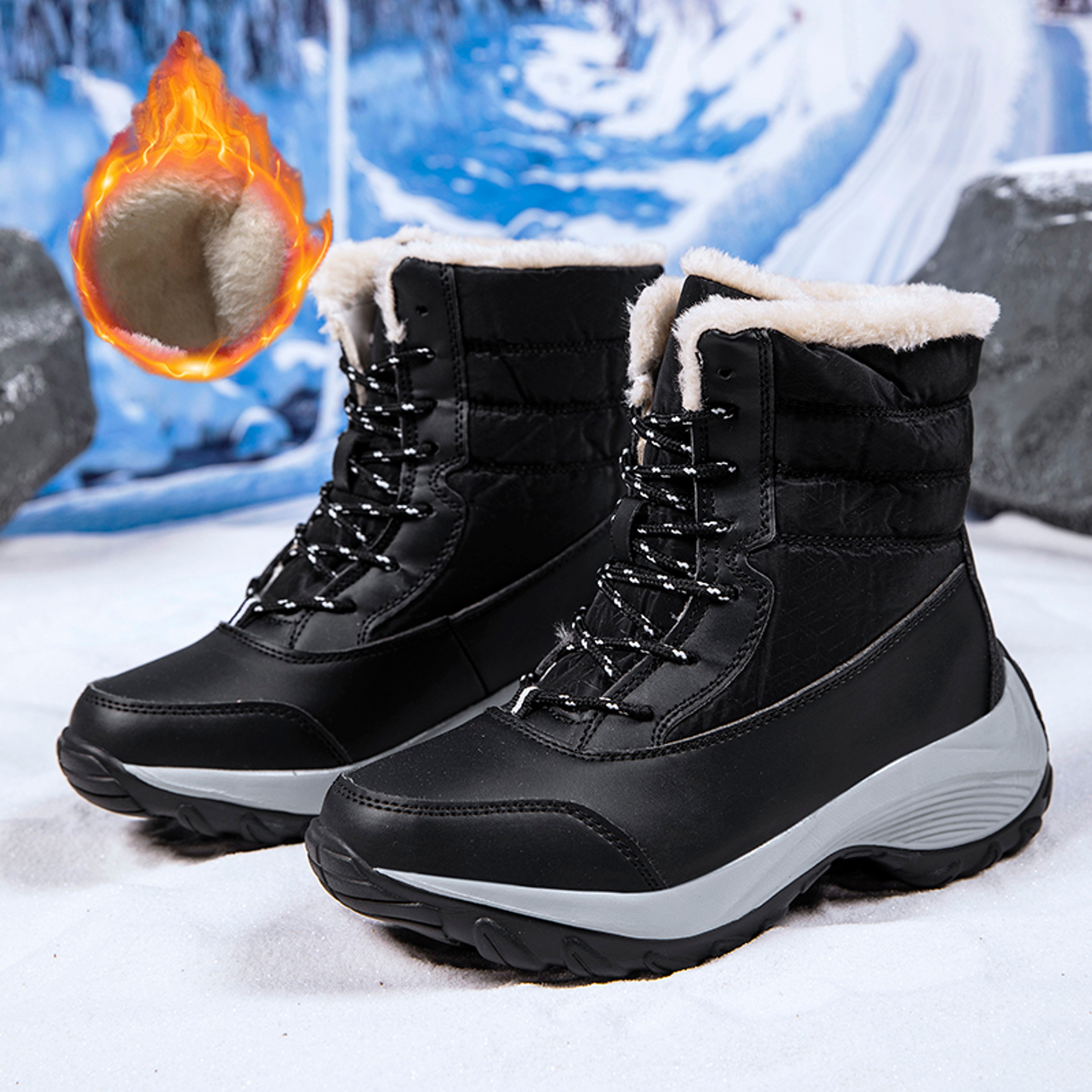 Warm Fur Womens Boots Snow Platform Shoes Lightweight Ankle Winter Boots For Women Cozy Stylish  Du 3