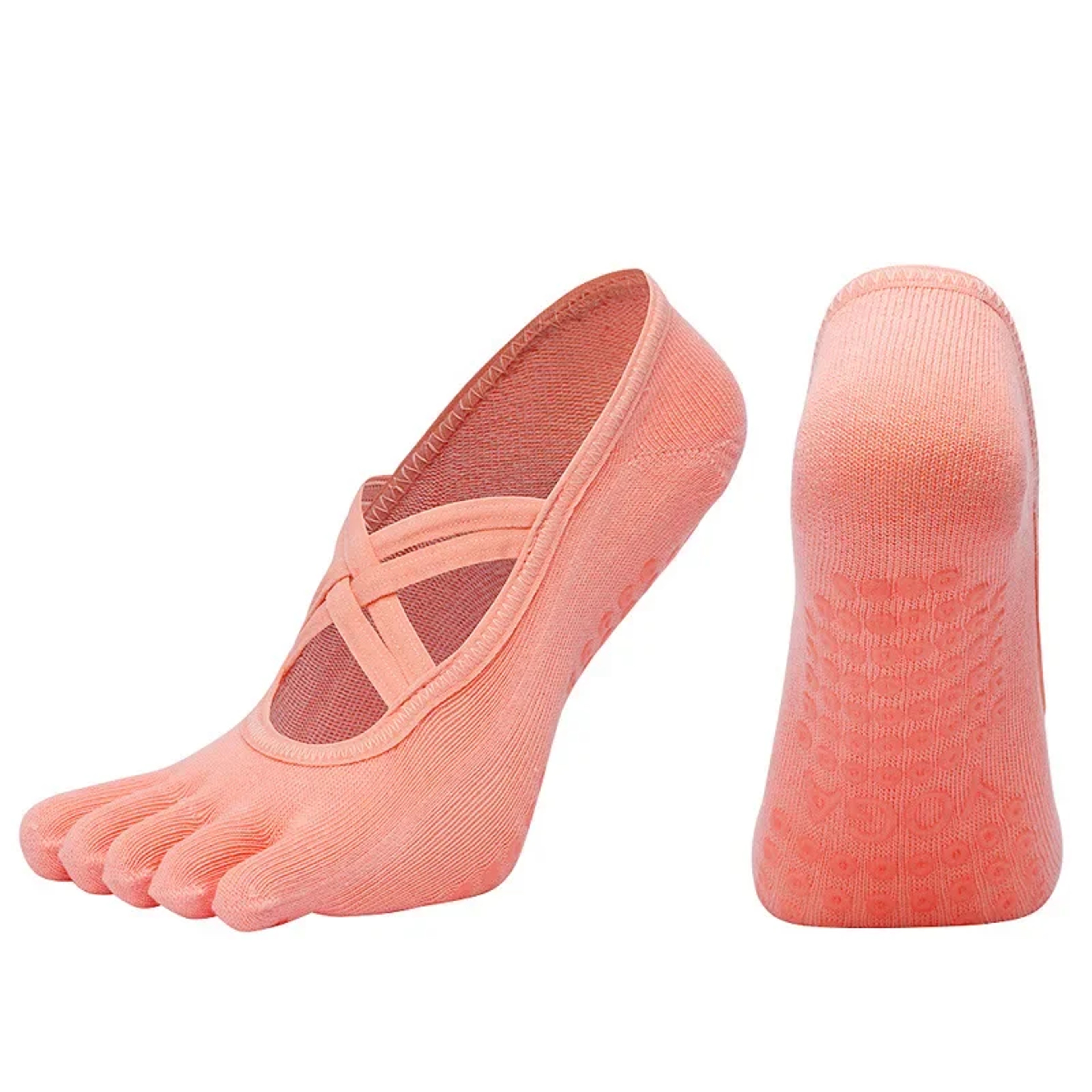 Womens Five-Finger Yoga Socks, Breathable Backless Pilates Socks with Anti-Slip Silicone Sole – view 9