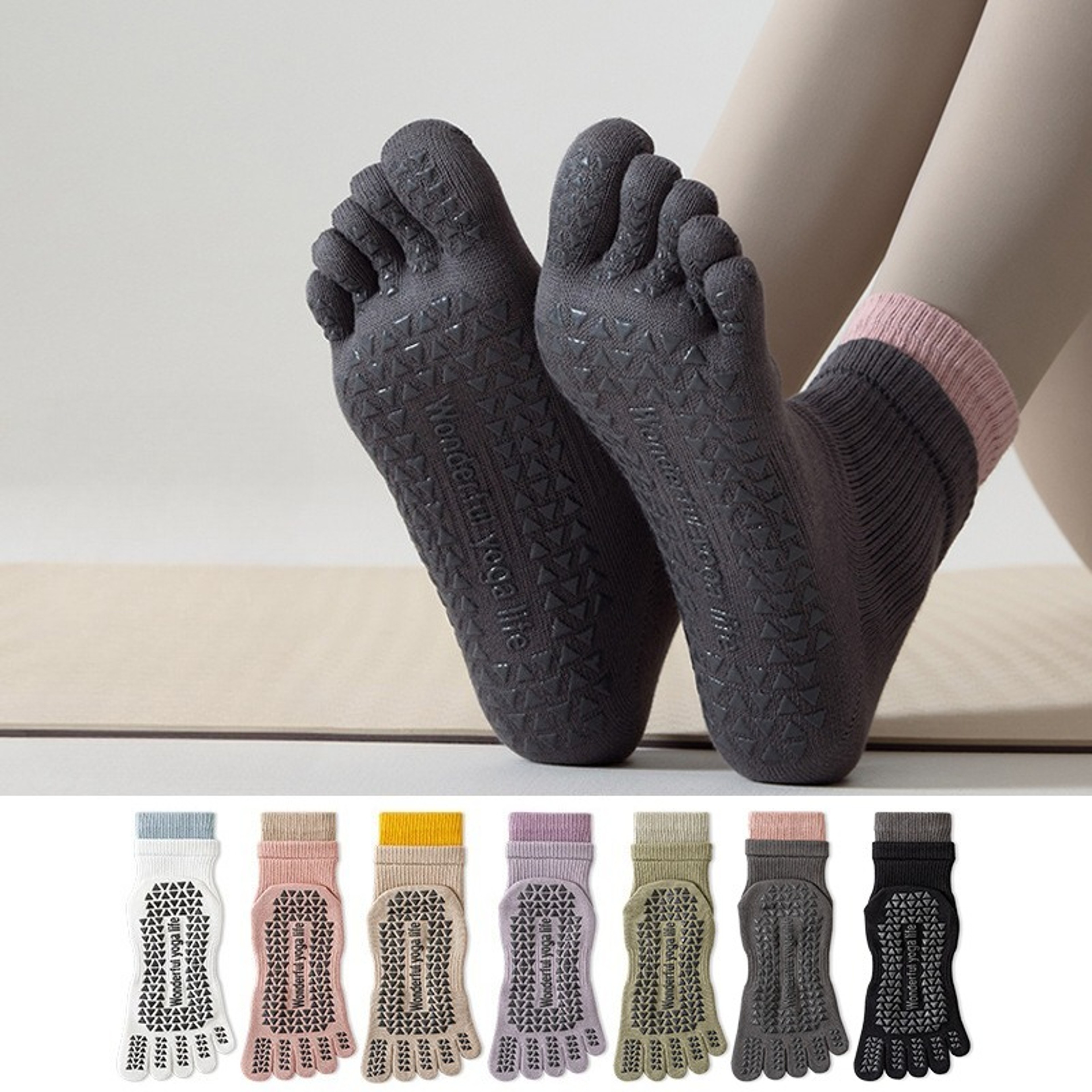Professional Five Toes Yoga Socks Womens Breathable NonSlip Cotton Pilates  Workout Socks 1