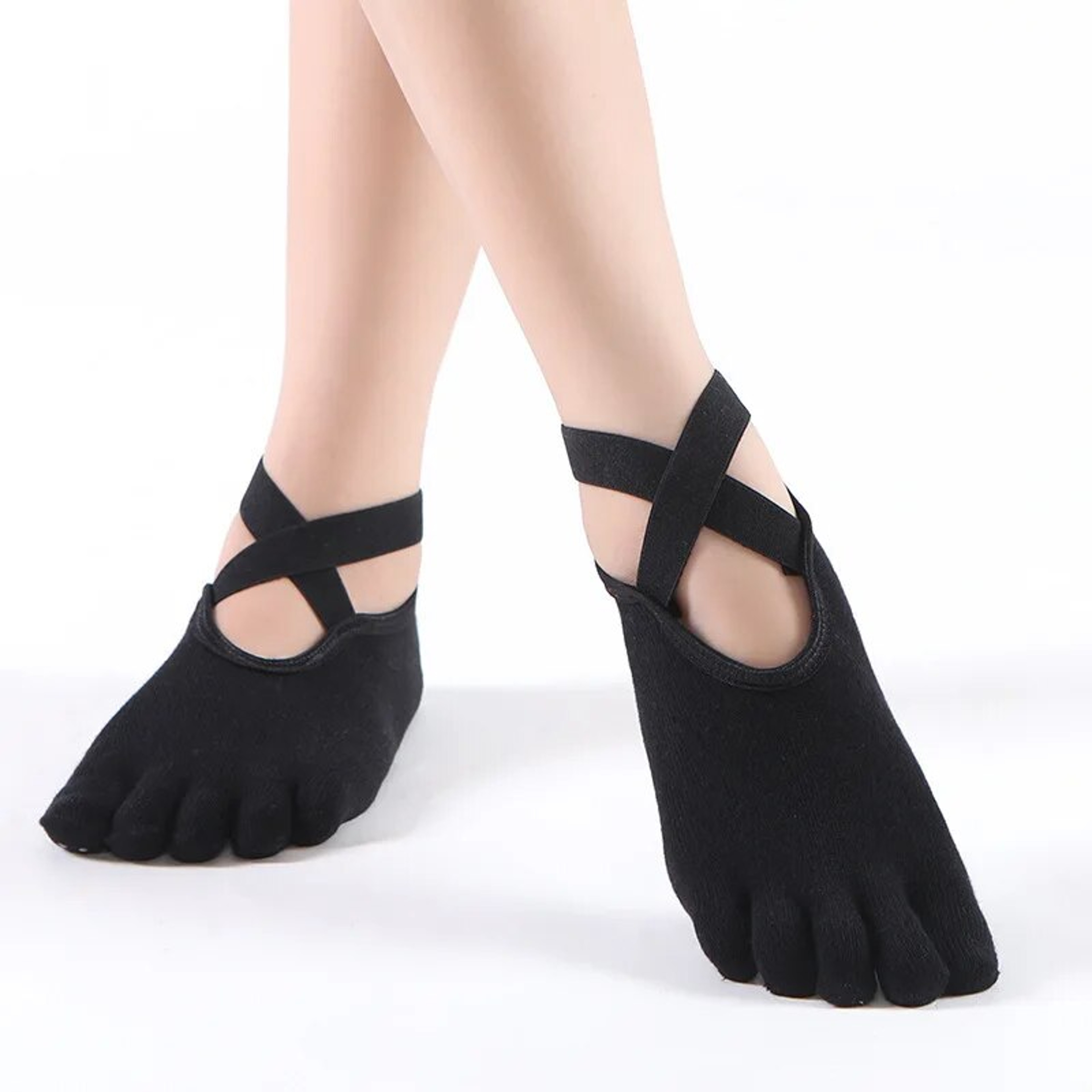 Comfortable Women Breathable Yoga Socks Five Toe Silicone NonSlip Bandage Pilates Socks For Ballet  1