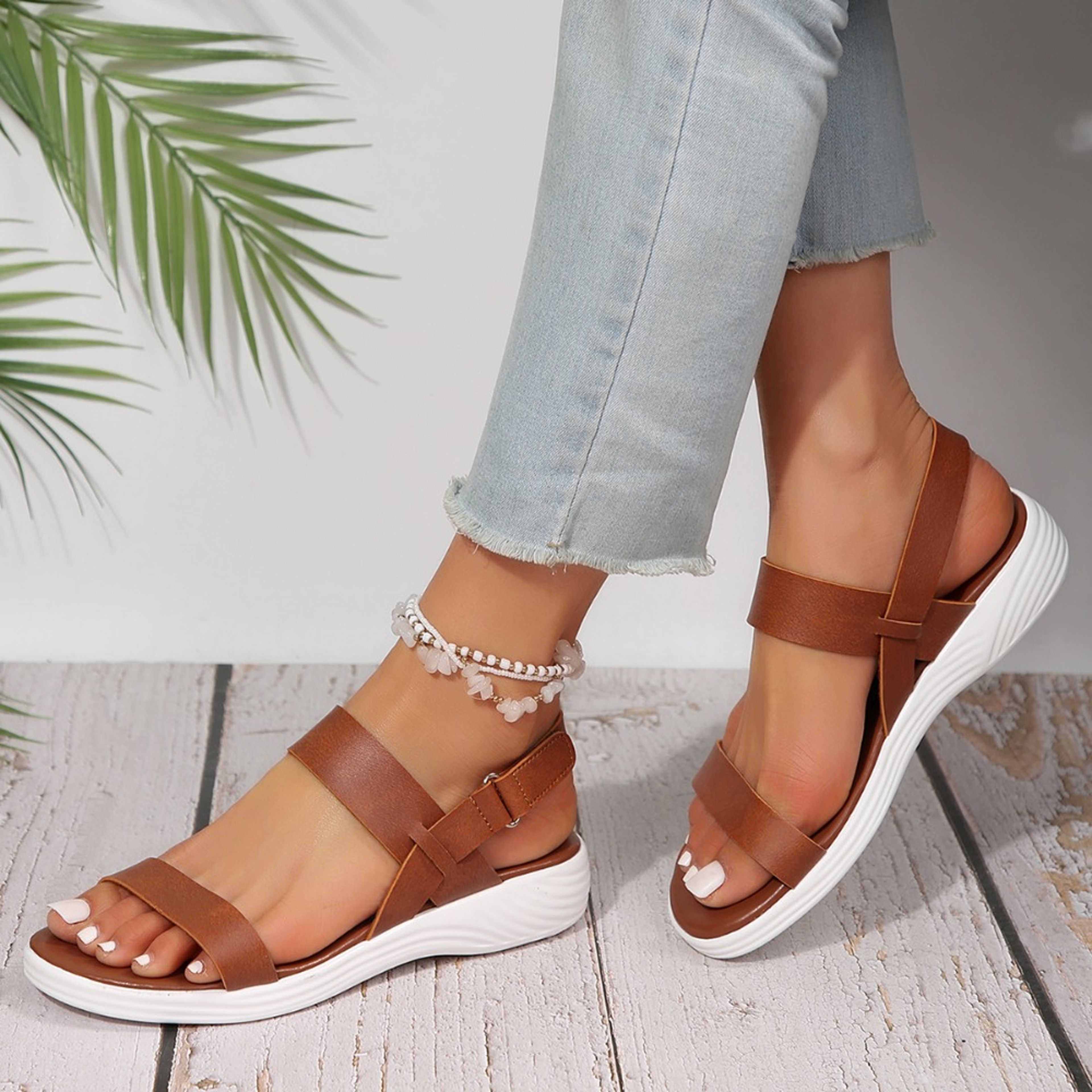 Lightweight Elastic Wedge Sandals Womens SlipOn Comfortable Summer Shoes 3